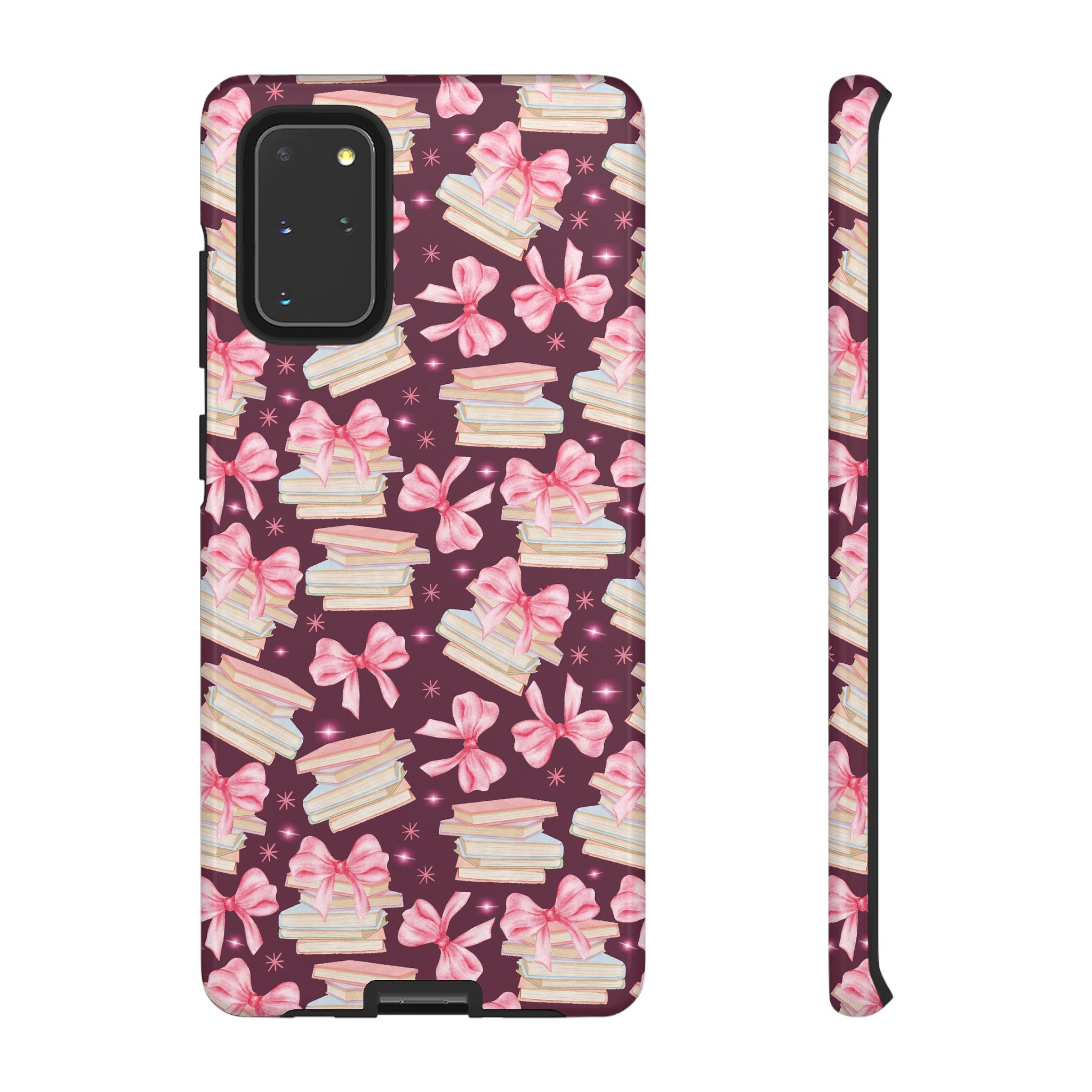 Coquette Pink Bows & Books Phone Case for iPhone 17 and Samsung, Pixel | Stylish Protective Cover Gift for Her Perfect for Floral Lover