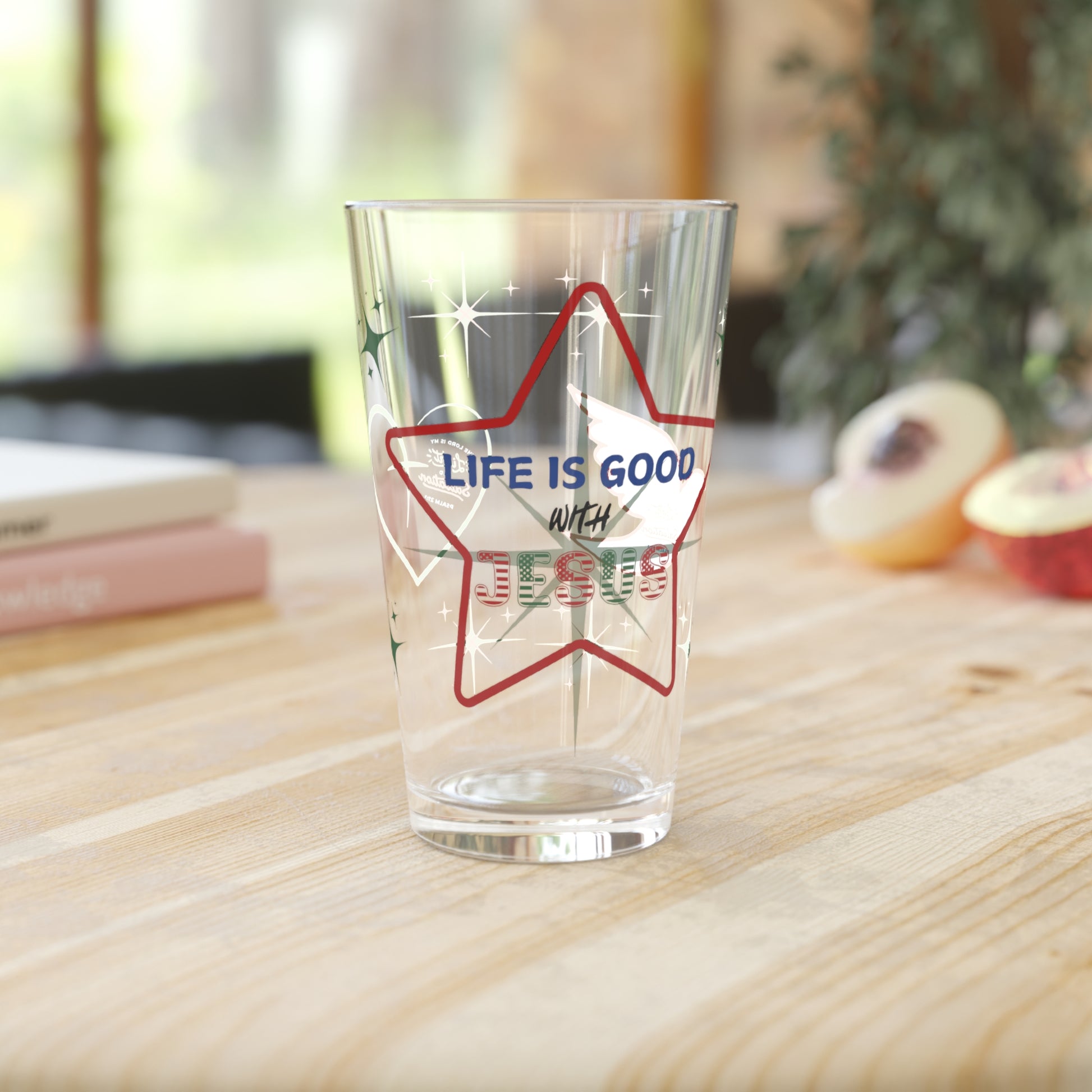 Life Is Good with Jesus 16oz Pint Glass – Christian Glassware for Faith & Inspiration | Perfect for Water, Juice & More – Unique Religious Gift Idea