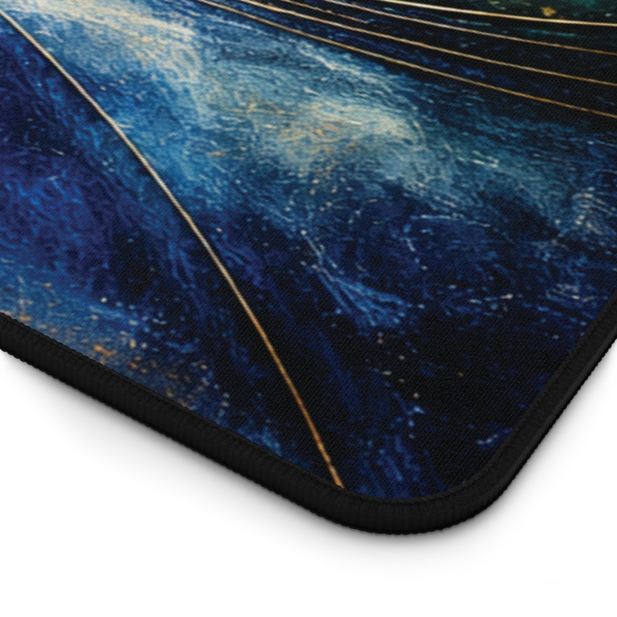 Gilded Convergence Blue & Gold NeoDeco Desk Mat — Luxury Office Desk Mat