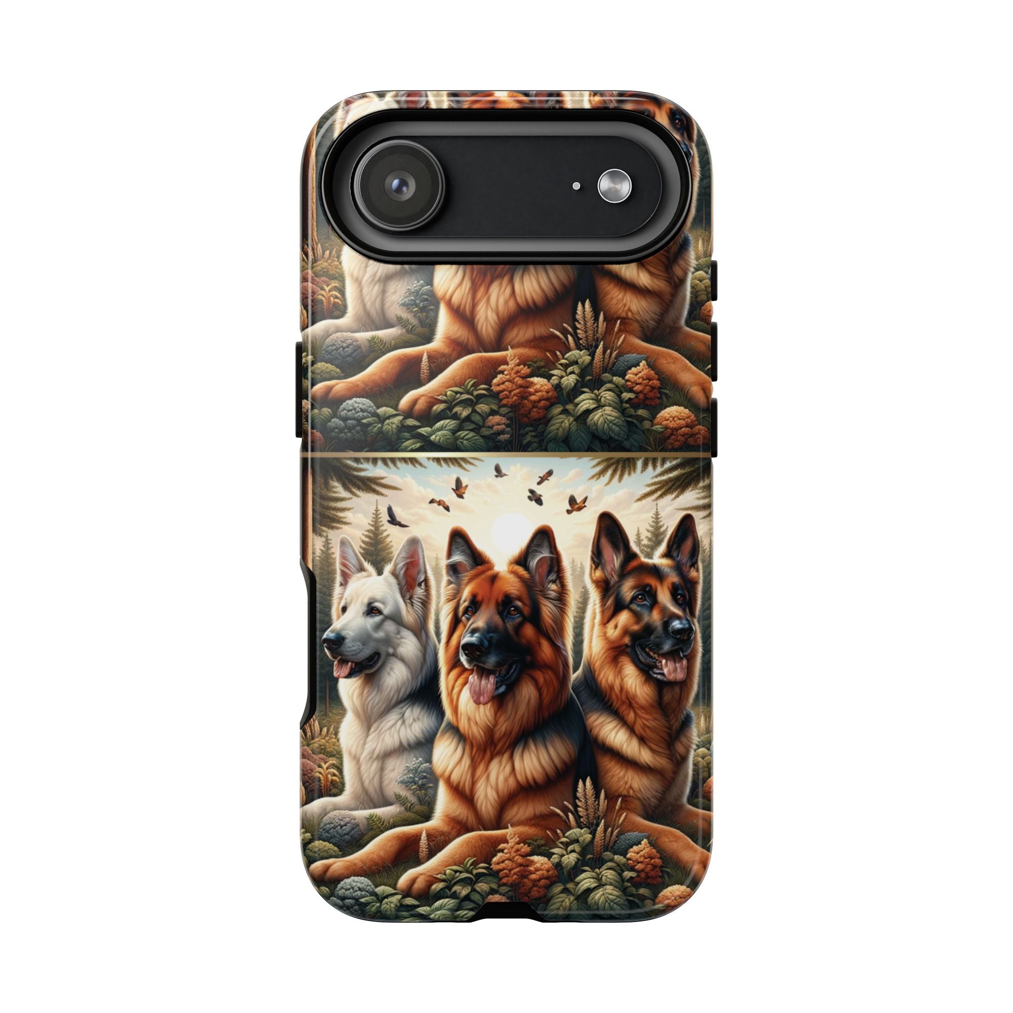 German Shepherd Phone Tough Case Floral Elegant Durable Dog Lover Devices iPhone 15, Samsung iPhone Samsung Accessory Gift for Her