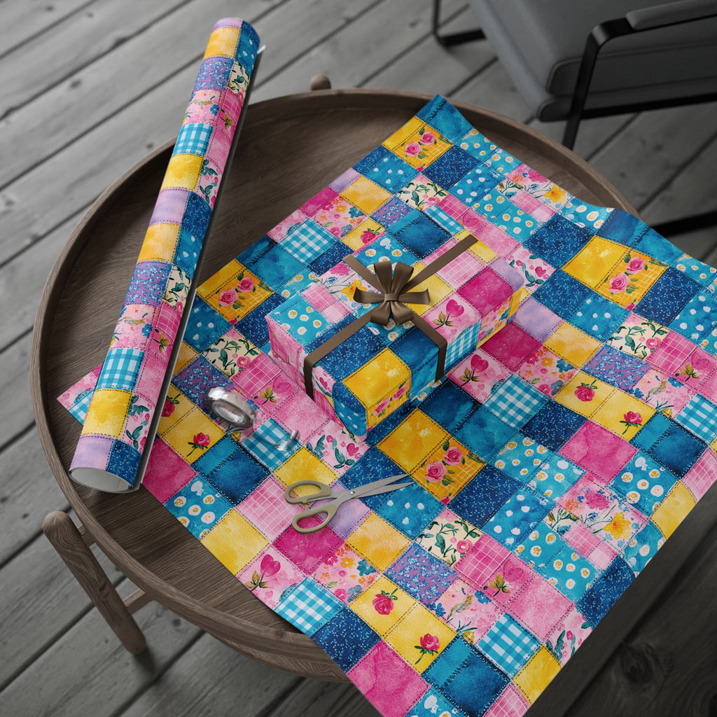 Pastel Patchwork Illusion Wrapping Paper — Soft Pastel Gift Wrap for Birthdays & Baby Showers