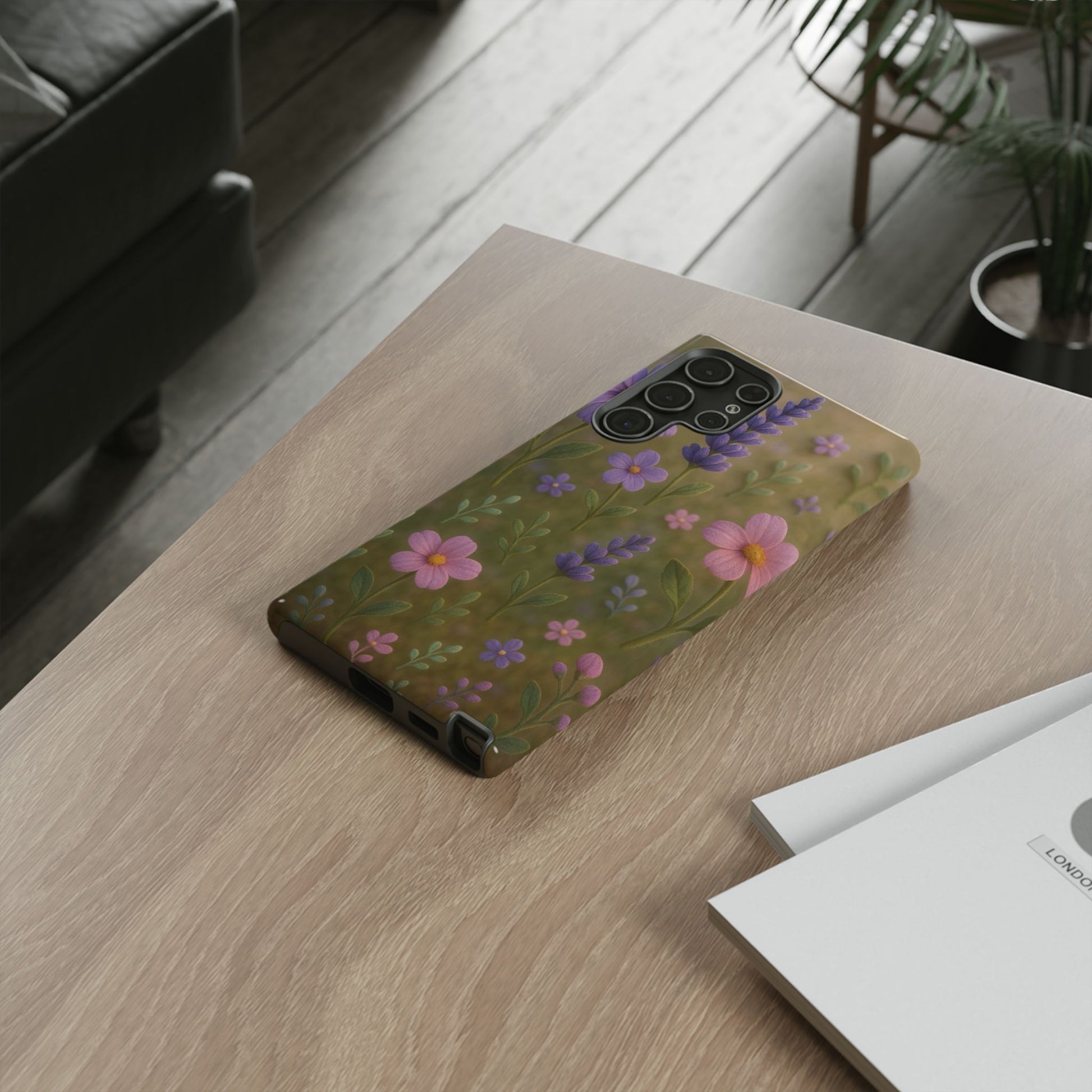 Pastel Flowers 3D Illusion Wildflower Phone Case Cute Pastel Floral Design in Lavender, Pink, Mint Green Aesthetic Protective Case for iPhone and  Android