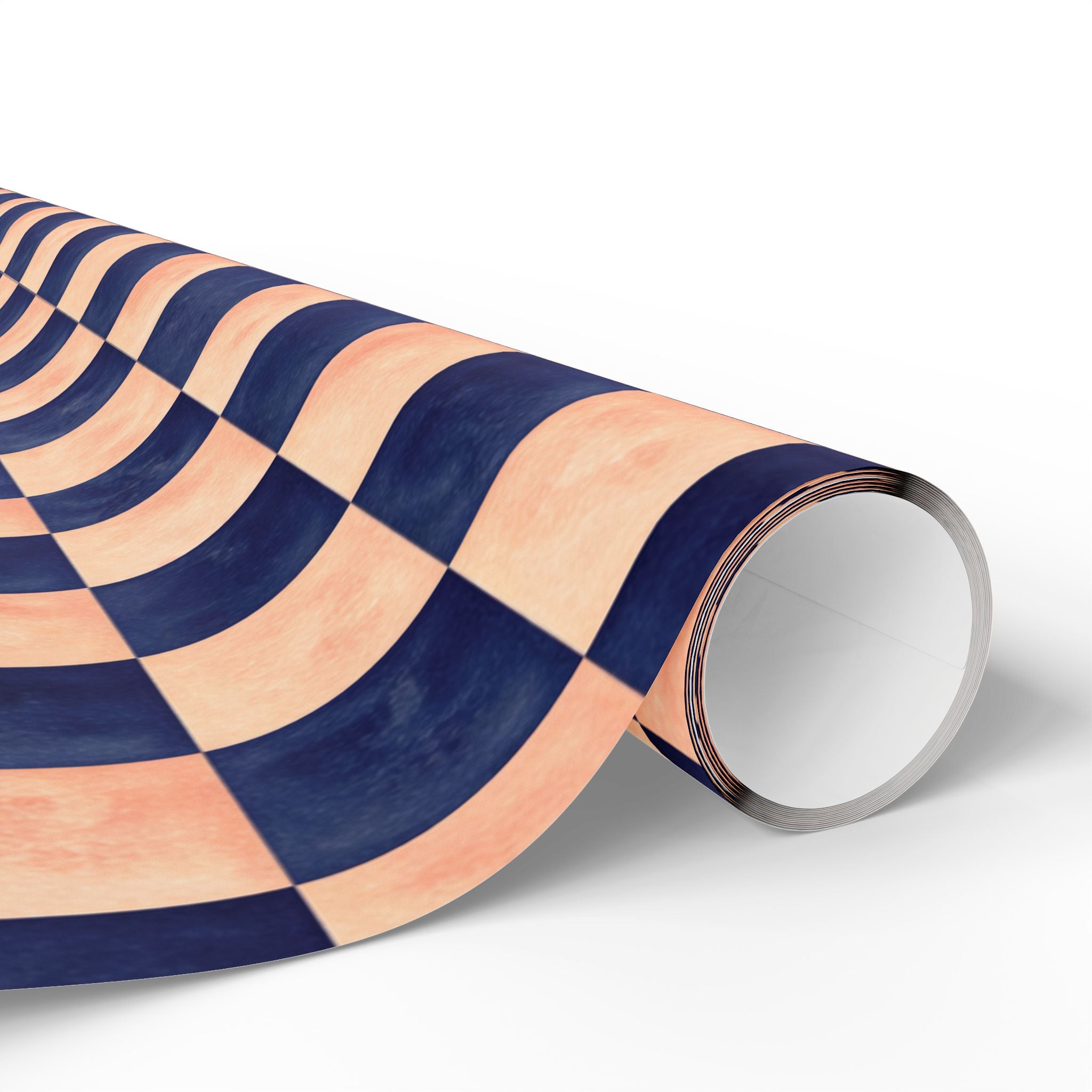 Navy and  Peach Checkerboard Wrapping Paper Wedding, Birthdays