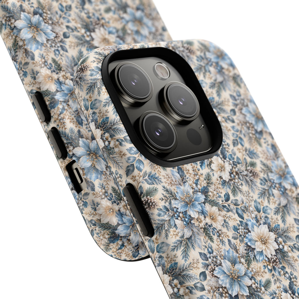 Icy Blue Floral MagSafe Tough Phone Case