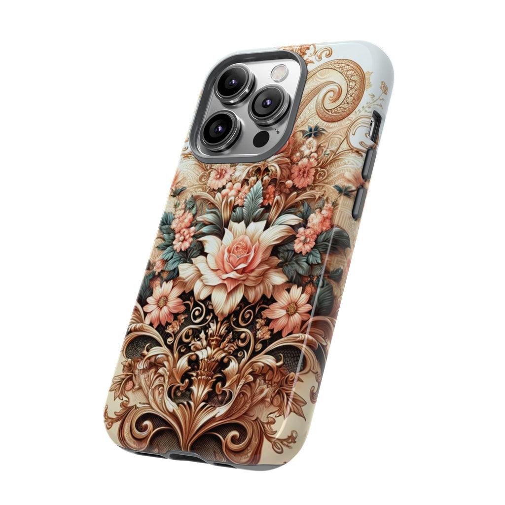 Gold Design Luxury Phone Tough Case Floral Elegant Durable Stylish for Modern Devices iPhone 17, 16, 15, Samsung iPhone Samsung Accessory Gift for Her