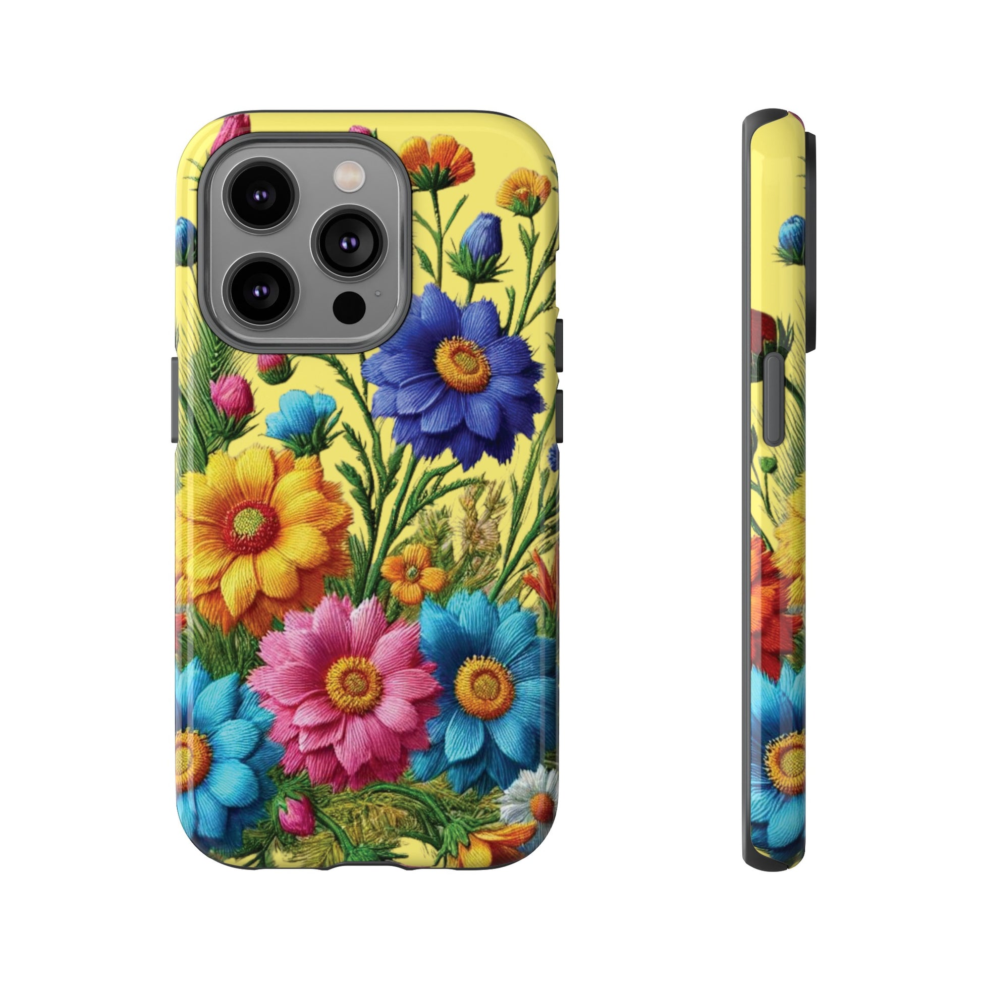 Phone Case Yellow Bright Floral Protective Phone Case Gift for Her Phone 15, Samsung iPhone Samsung  iPhone 15, Samsung iPhone Samsung Accessory Gift for Her
