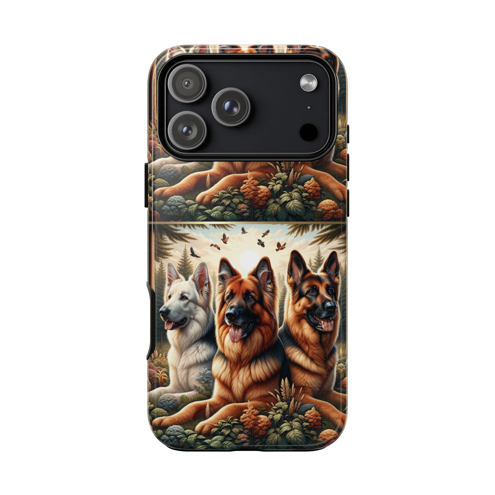 German Shepherd Phone Tough Case Floral Elegant Durable Dog Lover Devices iPhone 15, Samsung iPhone Samsung Accessory Gift for Her