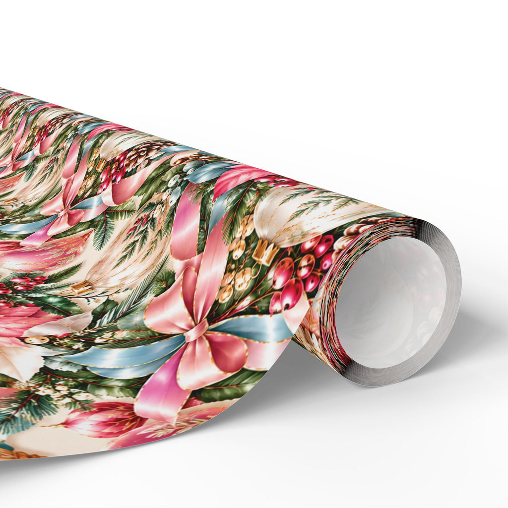 Pink Vintage Christmas Ornament Wrapping Paper