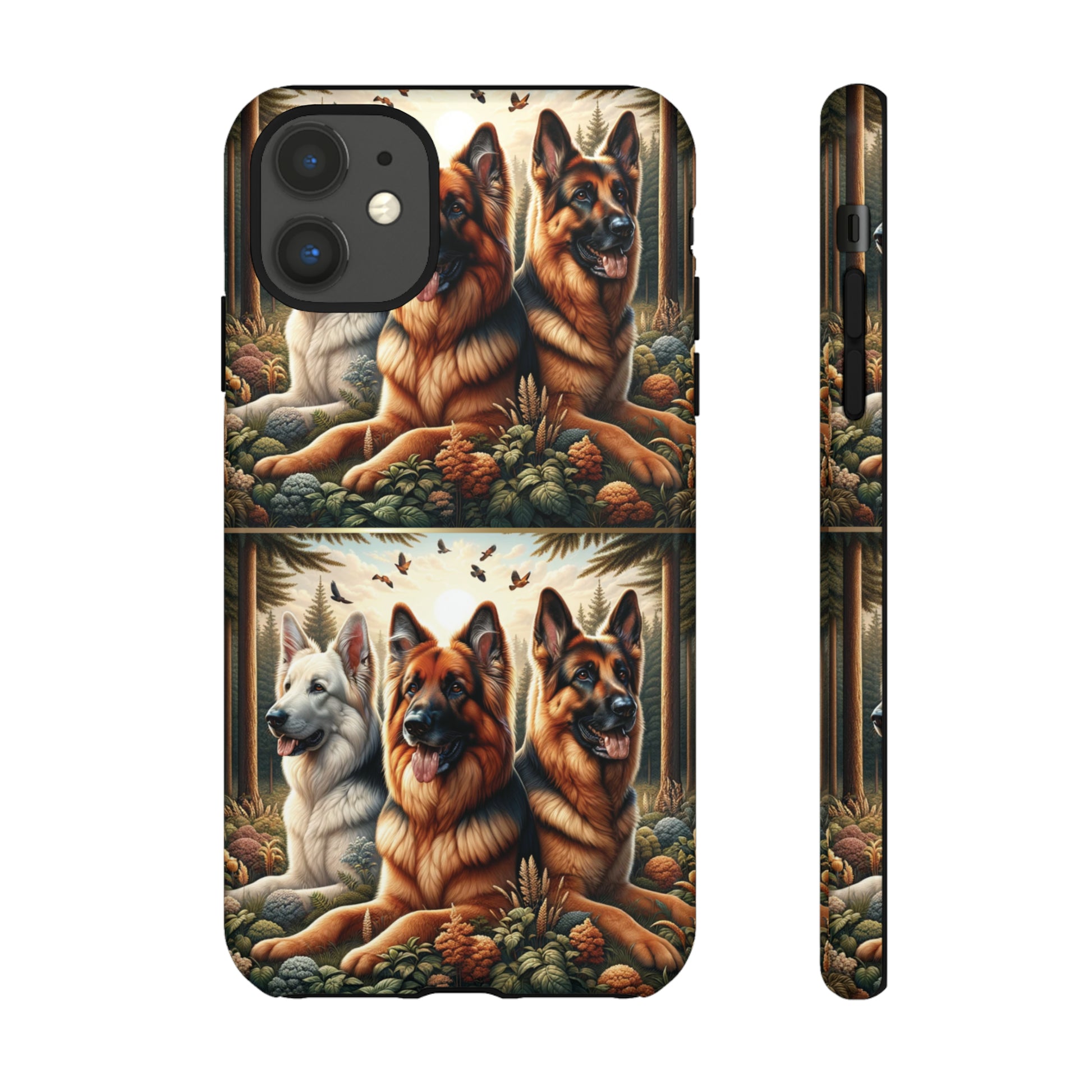 German Shepherd Phone Tough Case Floral Elegant Durable Dog Lover Devices iPhone 15, Samsung iPhone Samsung Accessory Gift for Her.