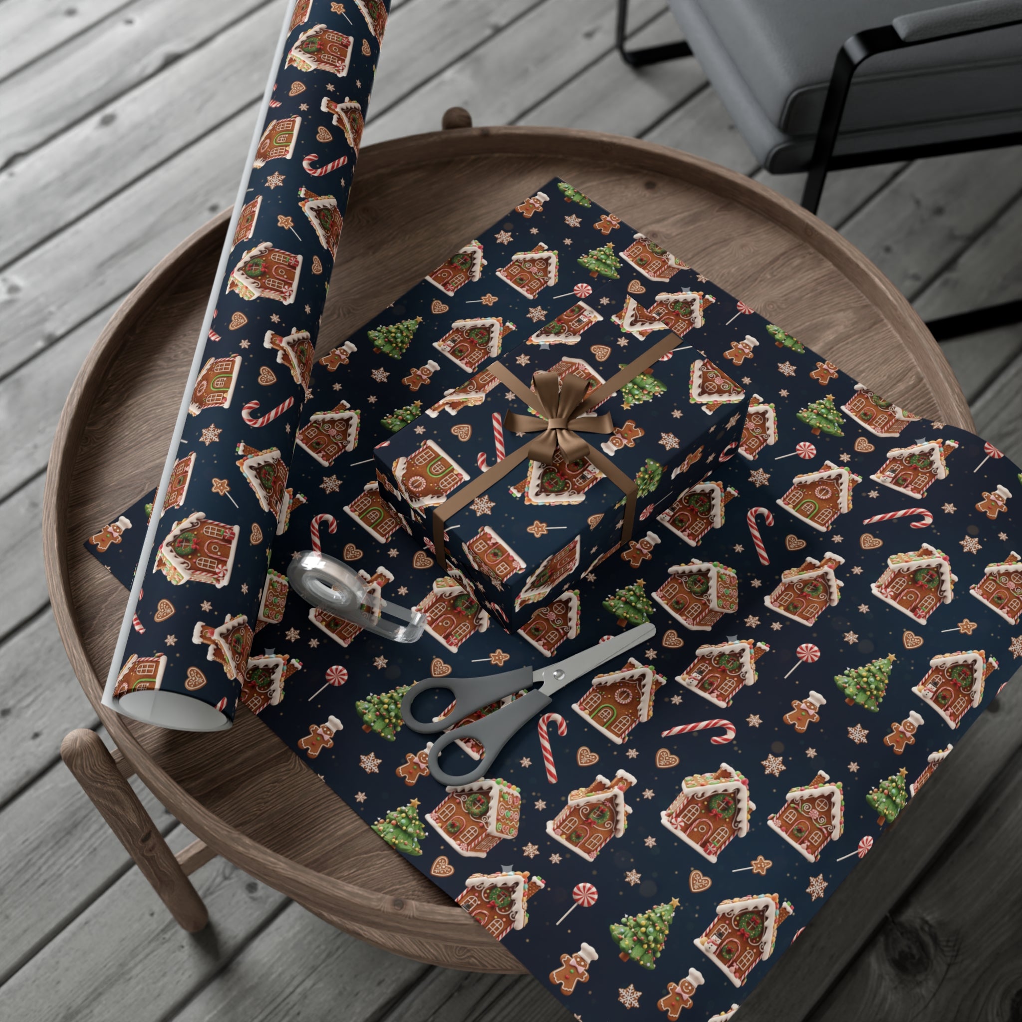 Vintage 3D Gingerbread House Christmas Wrapping Paper | Elegant  Holiday Gift Wrap3 Size Options Available Gift Mom