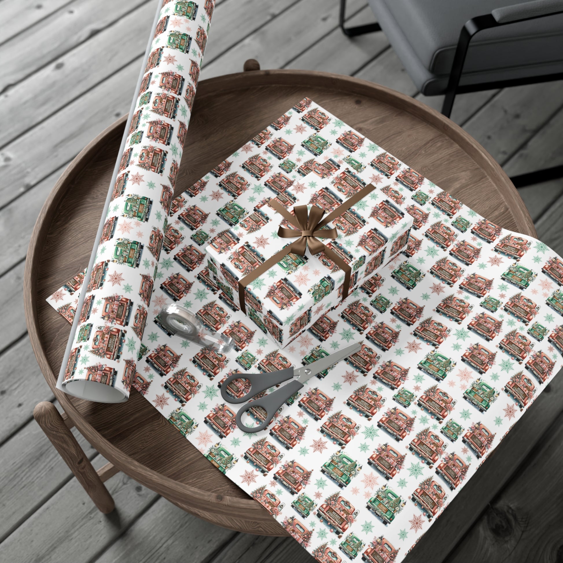 Charming Pink & Mint Green Christmas Pickup Gift Wrap Paper – Festive and Unique Holiday Wrapping, Perfect for Adding a Playful Touch to Your Gifts - MRSBYVALLE