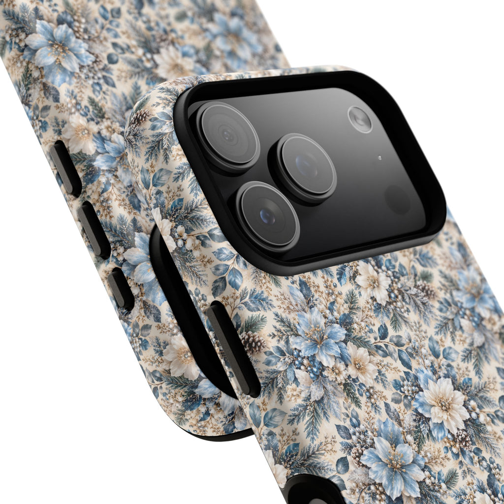 Icy Blue Floral MagSafe Tough Phone Case
