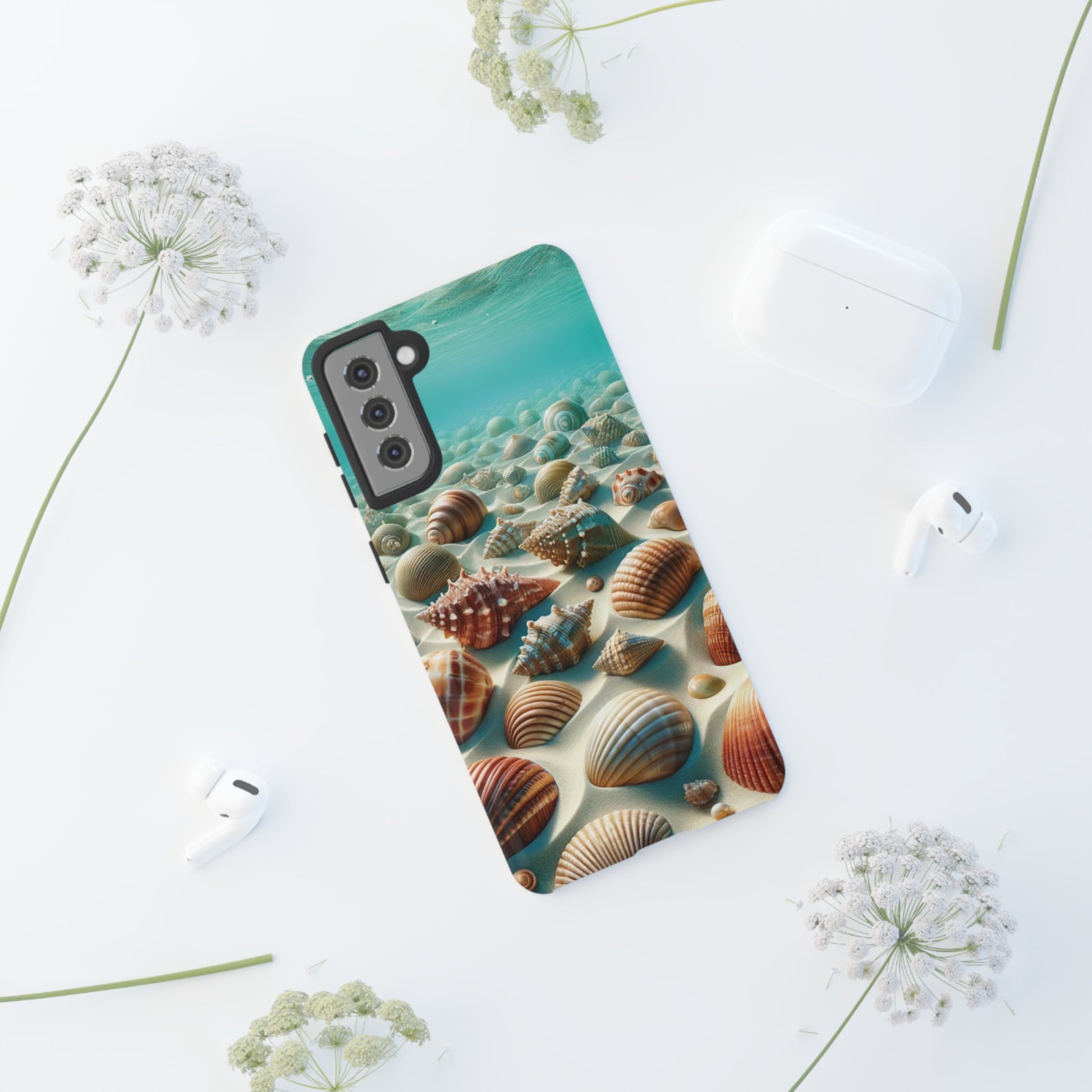 Plush Ocean Bliss Turquoise Seashell Ocean Beach View Protective Phone Case Gift for Her Phone 15, Samsung iPhone Samsung Gift for Her Case iPhone 15, Samsung iPhone Samsung Accessory Gift for Her.