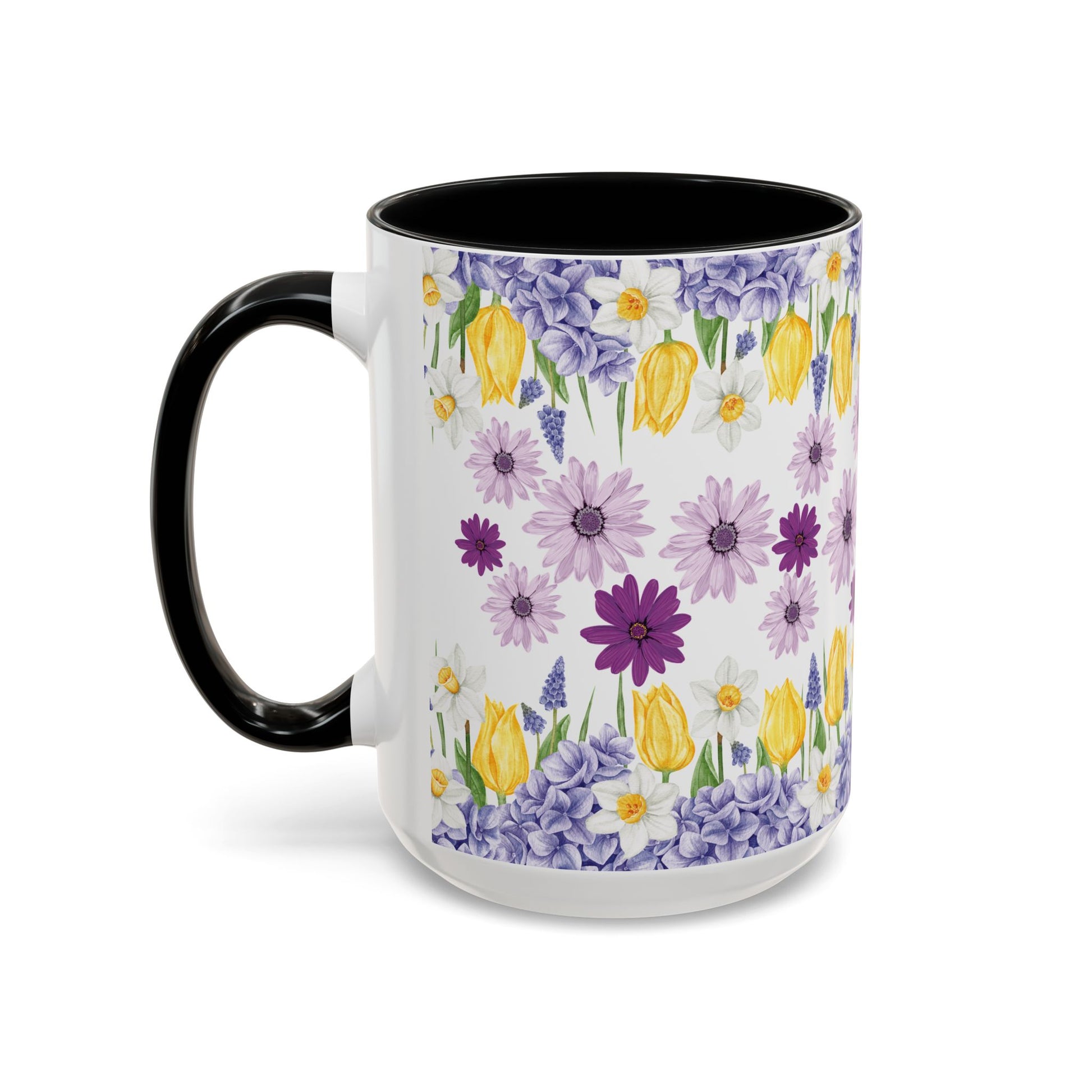 Botanical Floral Mug  Lavender & Yellow Flowers, Ceramic 11oz & 15oz Cup, Ideal Gift for Coffee Lovers, Mother's Day, or Cozy Spring Mornings