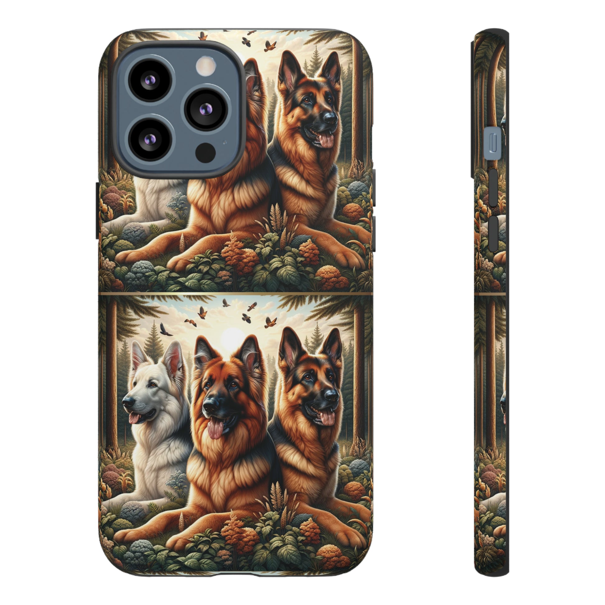 German Shepherd Phone Tough Case Floral Elegant Durable Dog Lover Devices iPhone 15, Samsung iPhone Samsung Accessory Gift for Her.