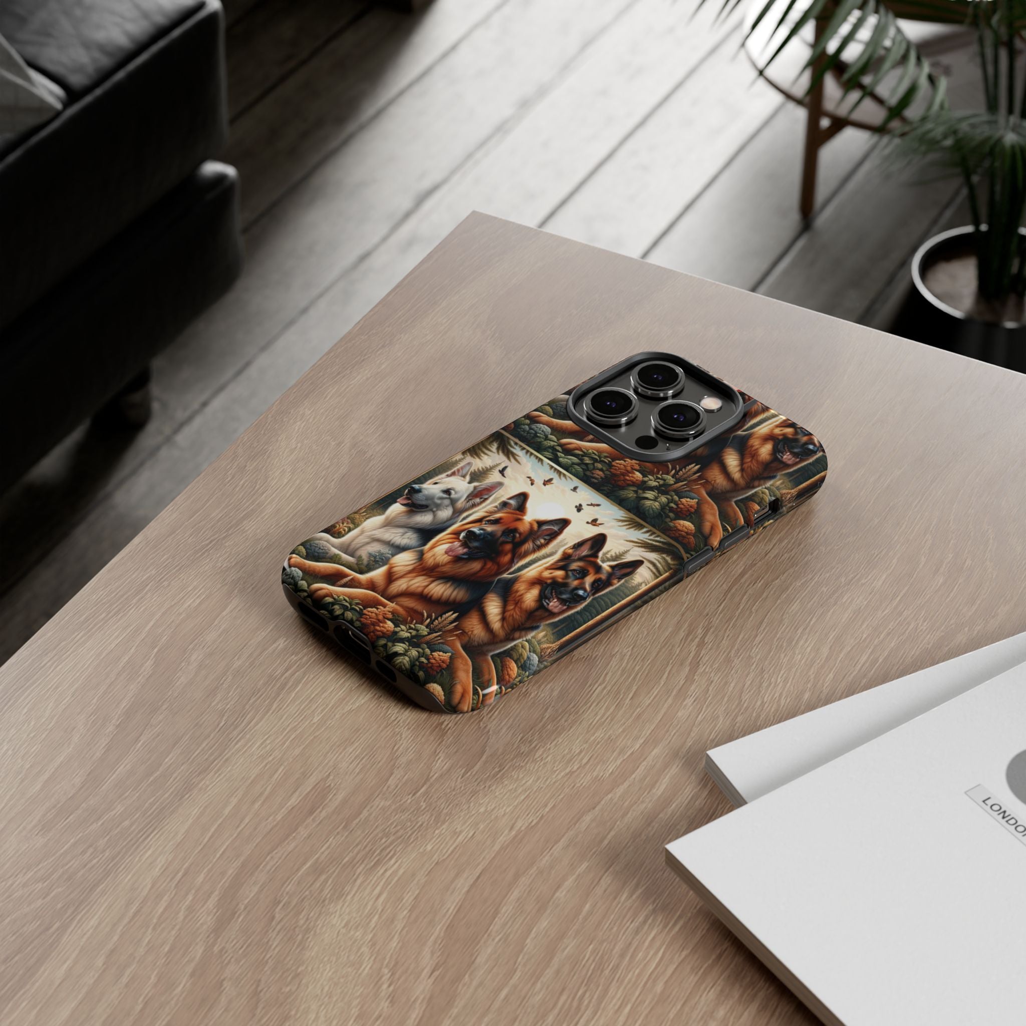 German Shepherd Phone Tough Case Floral Elegant Durable Dog Lover Devices iPhone 15, Samsung iPhone Samsung Accessory Gift for Her