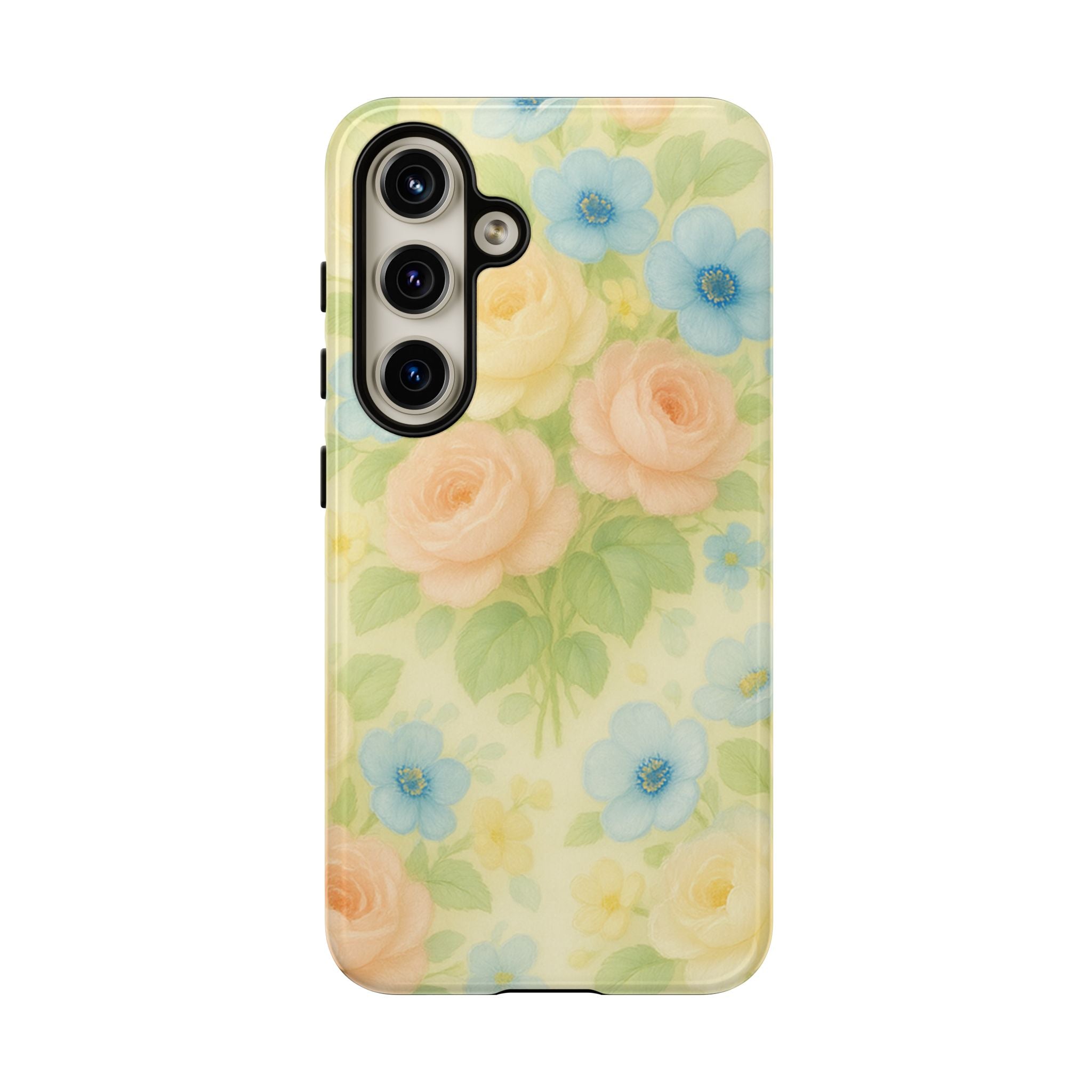 Pastel Yellow Vintage Floral Phone Case  Romantic Cottagecore Aesthetic, Soft Botanical Design, Protective Gift for Her, Fits iPhone & Samsung Models