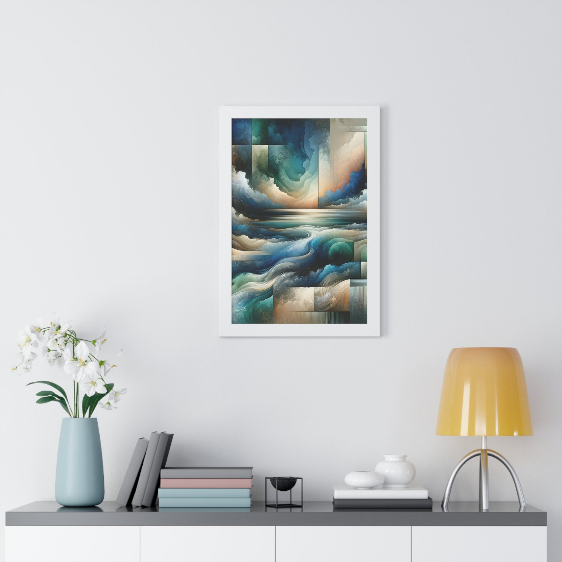 Contemporary Elegance Abstract Modern Art Framed Canvas Print Wall Classic Encased in Black, White, or Walnut Frames with Durable Acrylic Protection Ready to Hang Timelessly Crafted..
