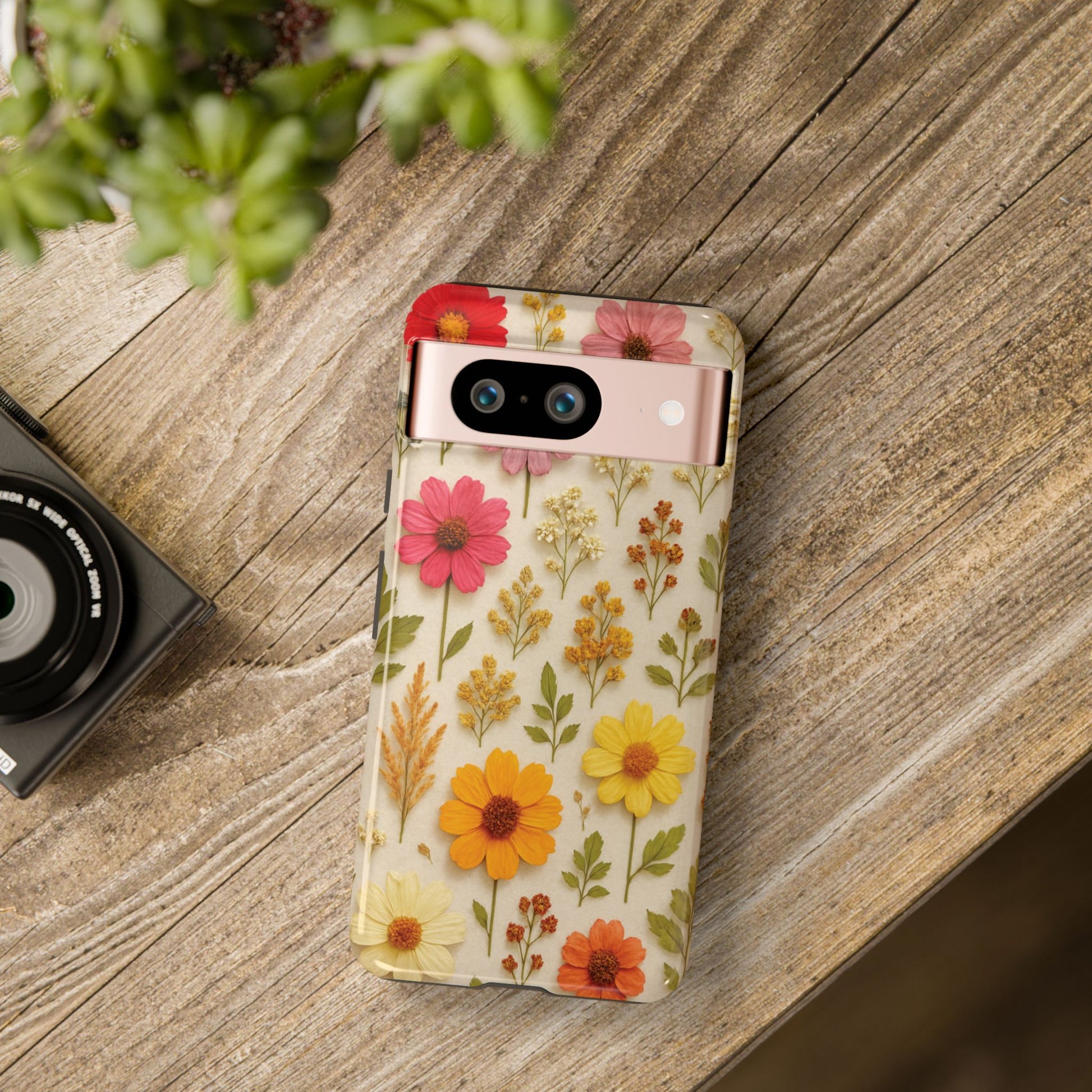 Dried Flowers Illusion Phone Case – Realistic Botanical Aesthetic, Colorful Pressed Floral Art, Trendy Nature-Inspired Protective Cover  iPhone & Samsung Models