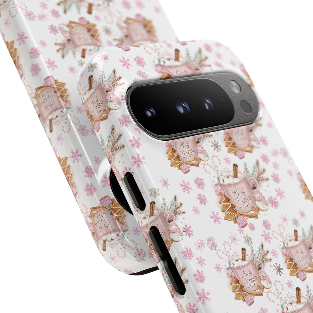 Baby it's Cold Outside Pink and White Phone Case Unique Holiday Protection for Your Device | Stylish & Durable Cover Gift for Her Phone 15, Samsung iPhone Samsung Accessory Gift for Her