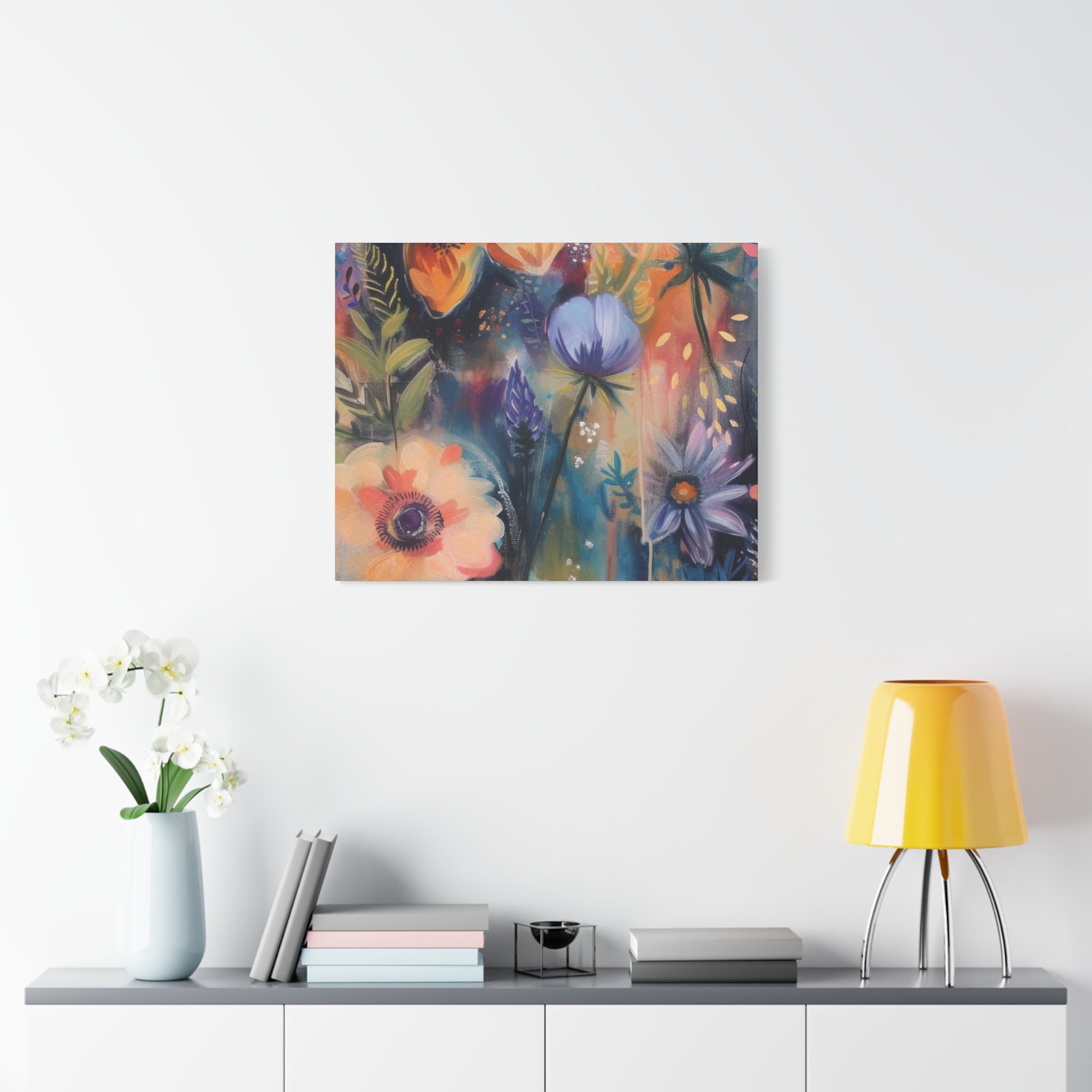 Boho Floral Wall Art Matte Canvas Stretched, Vibrant Botanical Design, Perfect for Living Room, Bedroom, or Office Decor, Adds a Stylish Touch to Any Space1.25" - MRSBYVALLE