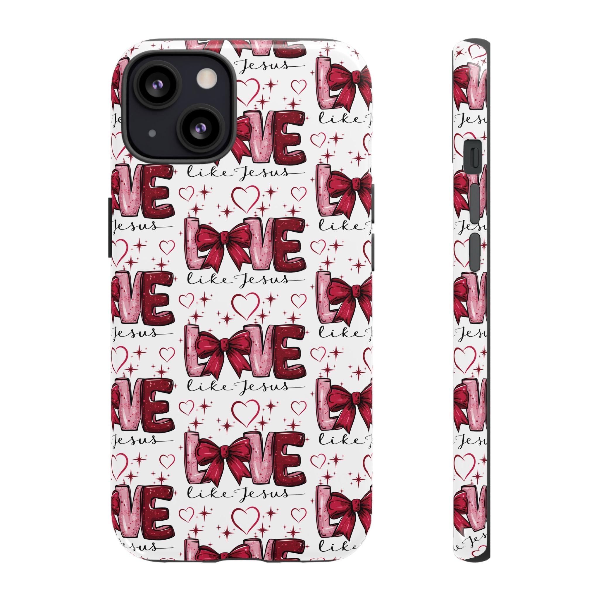 Love Like Jesus Red Bows and Hearts—Tough, Faithful Phone Cases & Religious iPhone Accessories: Protect Your Device & Show Your Faith