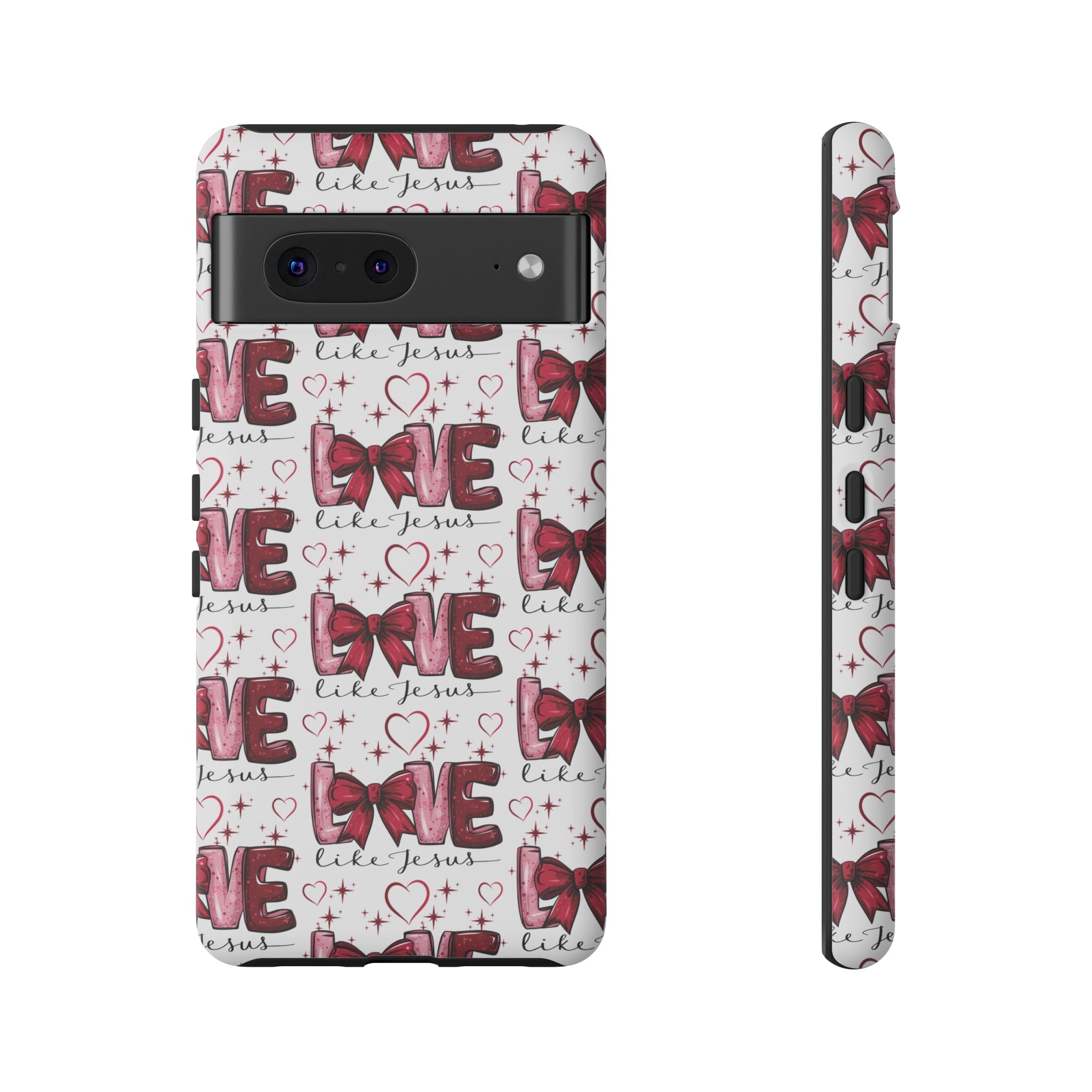 Love Like Jesus Red Bows and Hearts—Tough, Faithful Phone Cases & Religious iPhone Accessories: Protect Your Device & Show Your Faith