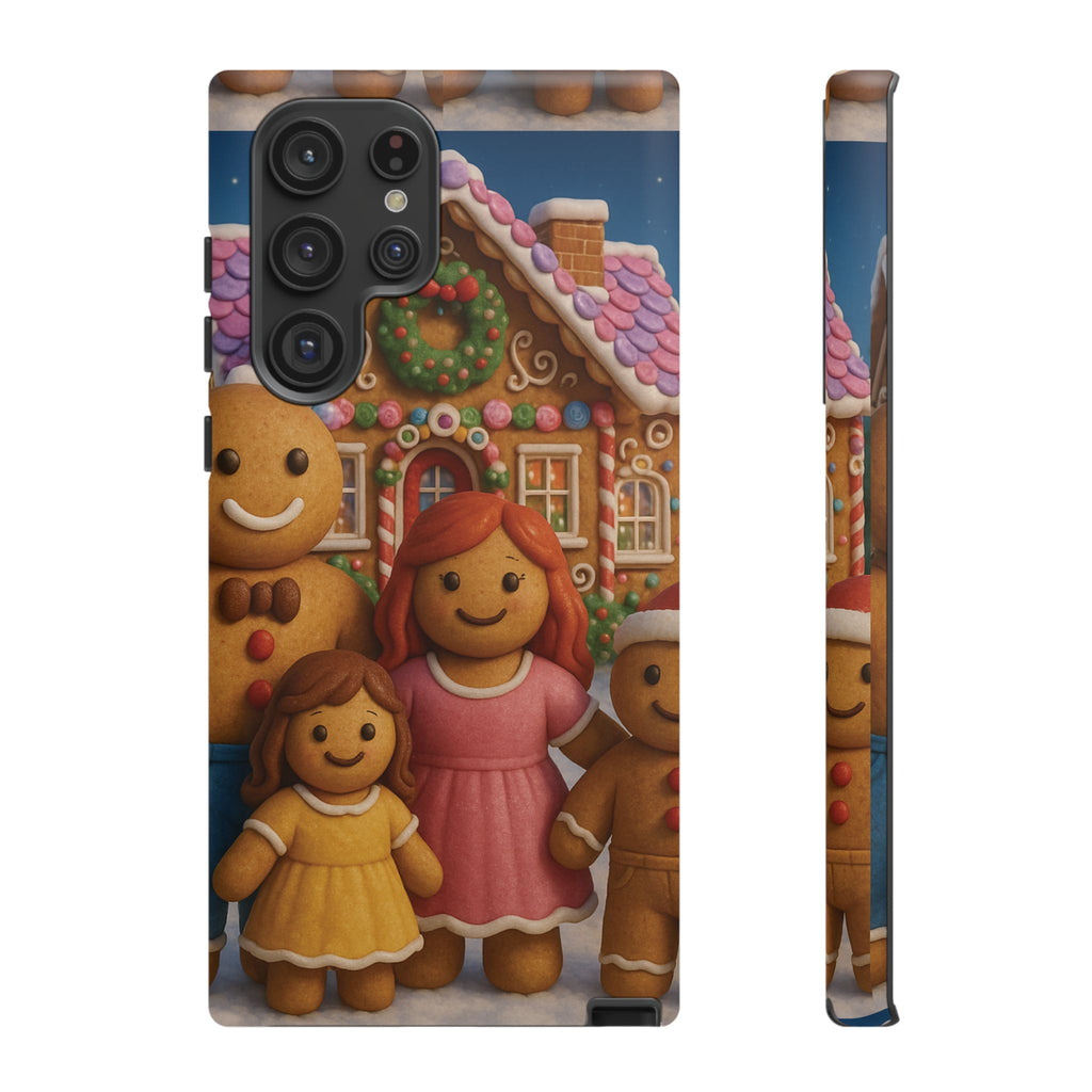 Coque de téléphone esthétique Famille en Pain d'Épices – Design d'inspiration vintage sur le thème de Noël – Étui stylé pour modèles iPhone et Samsung Galaxy