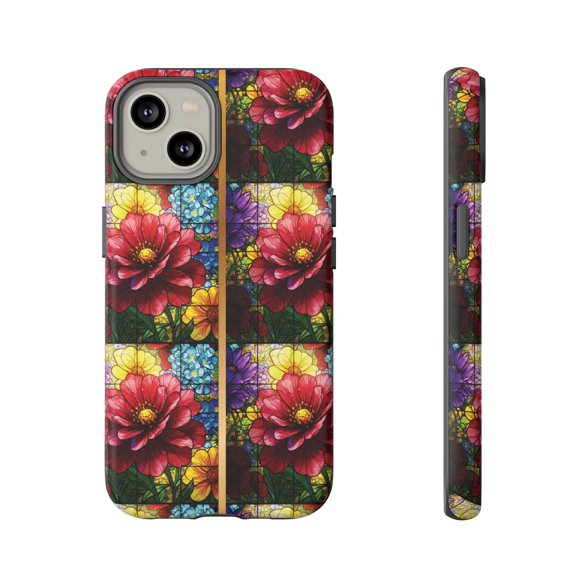 Stained Glass Illusion Floral Phone Case  3D Colorful Flower Design, Protective Christian Gift, Fits iPhone, Samsung, Google Pixel