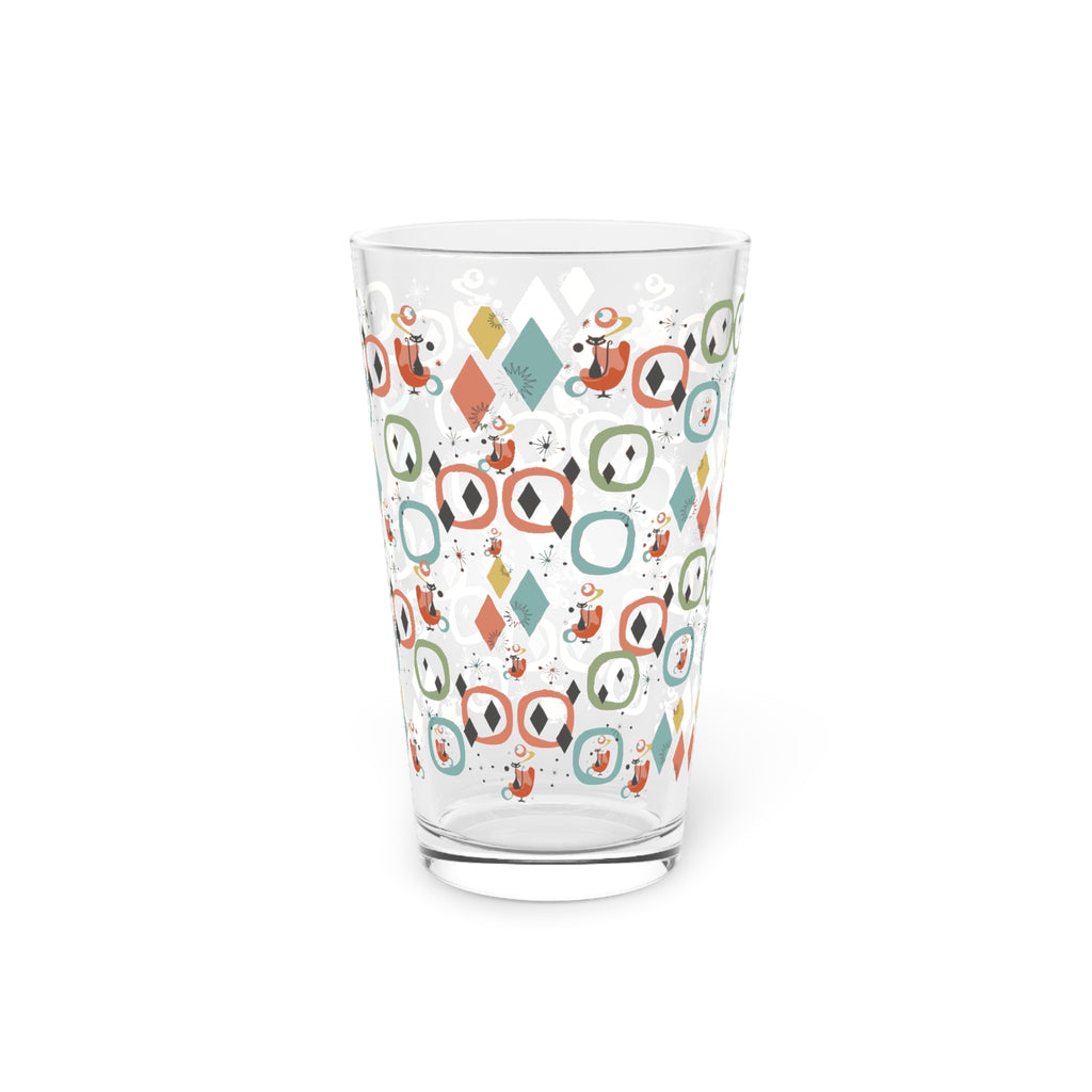 Retro Mid-Century Atomic Cat 16oz Pint Glass Mid-Century Modern Retro Style for Cocktails, Mocktails, Beer, and Water Perfect for Every Occasion Mother's Day Party Drinkware, Housewarming Perfect Gift Party Drinkware, Cocktail, Wedding Perfect for Parties - MRSBYVALLE