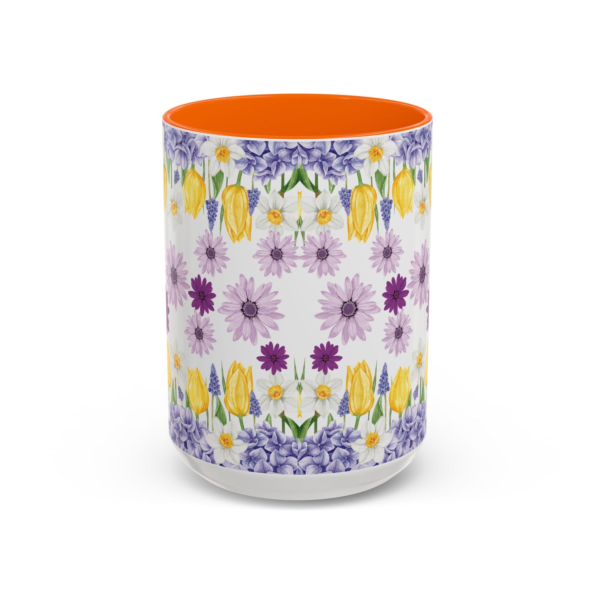 Botanical Floral Mug  Lavender & Yellow Flowers, Ceramic 11oz & 15oz Cup, Ideal Gift for Coffee Lovers, Mother's Day, or Cozy Spring Mornings