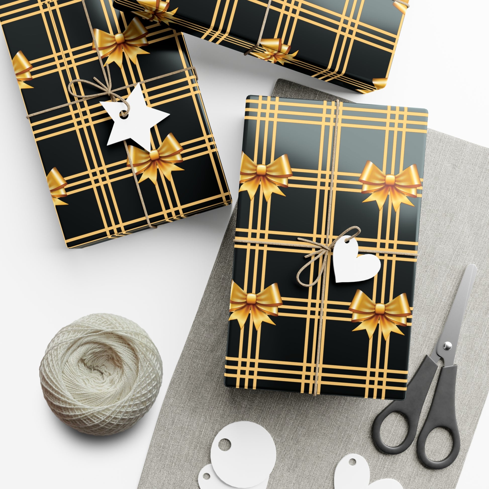 Black and Gold Bows Wrapping Paper Luxury Lover's Wrapping Paper Collection Festive Perfect for Wedding Holiday Decor – Premium Quality - MRSBYVALLE