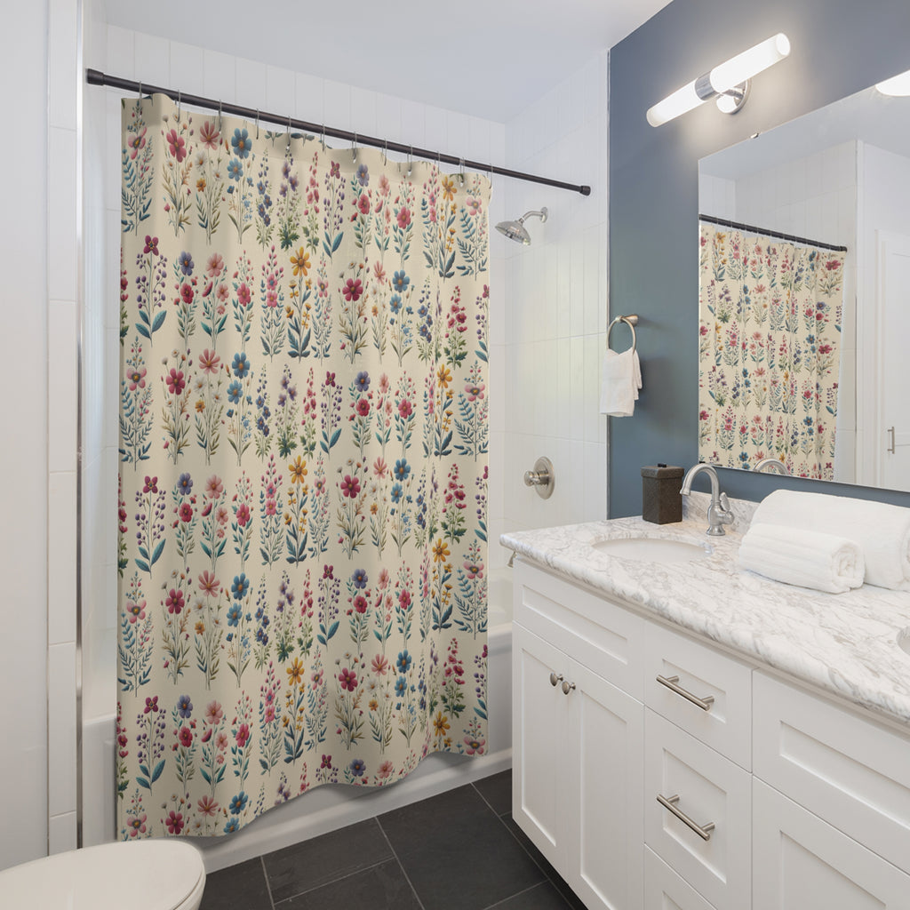 Beautiful Wildflower Shower Curtain 71x74 Inches of Vibrant Florals for a Stylish Bathroom Upgrade Housewarming Gift New Bathroom Decor Wedding Gift for Mom Bridal Shower Gift Newlywed - MRSBYVALLE