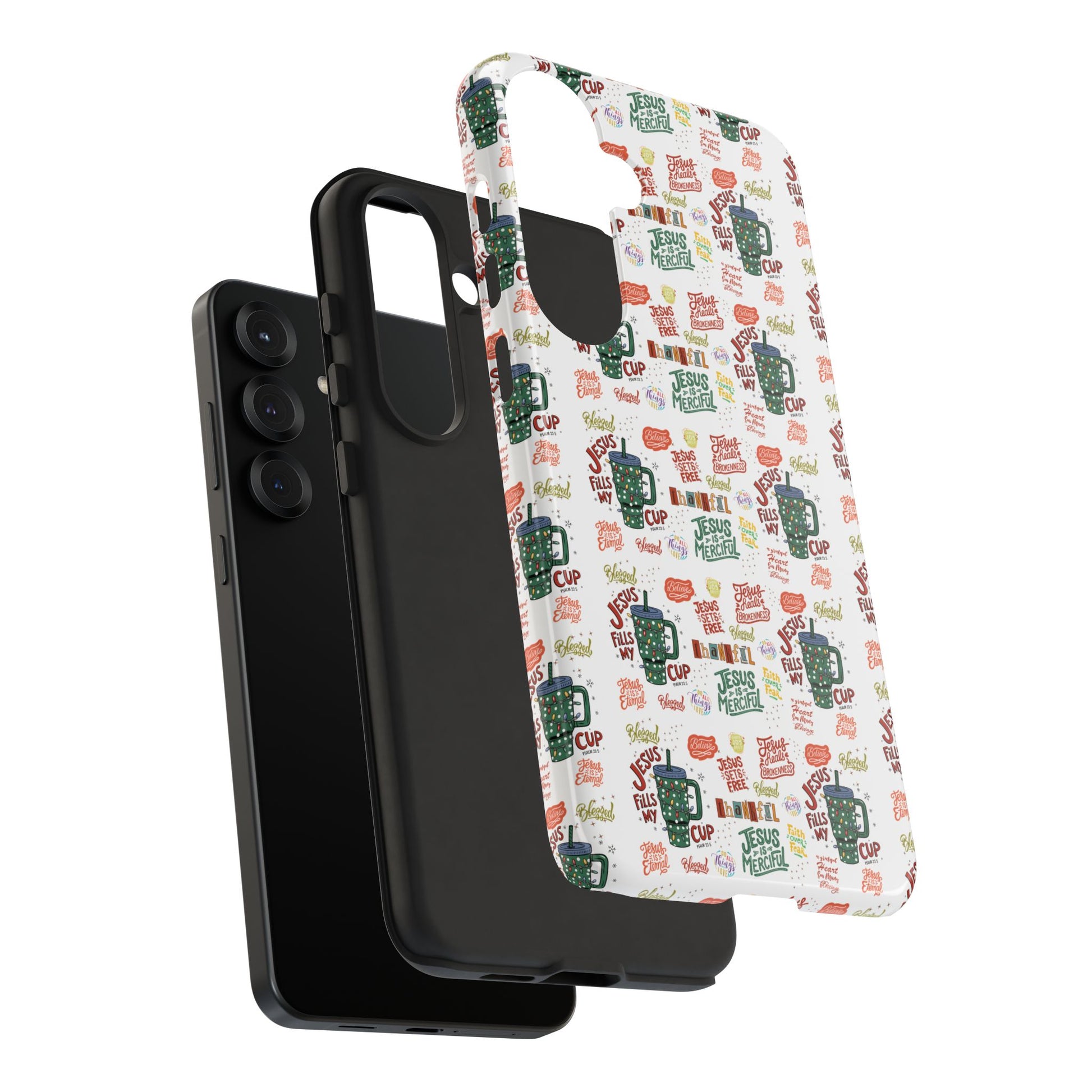 Jesus Fill My Cup Phone Case Cute Floral Design in Red, Pink, Blue – Aesthetic Protective Case for iPhone and  Android