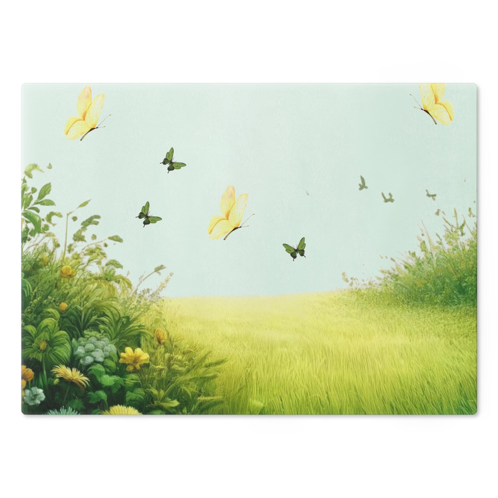 Butterflies Cutting Board Floral Tempered Glass Cutting Board Durable Kitchen Decor with Elegant Flower Design, Housewarming, New House Gift - MRSBYVALLE