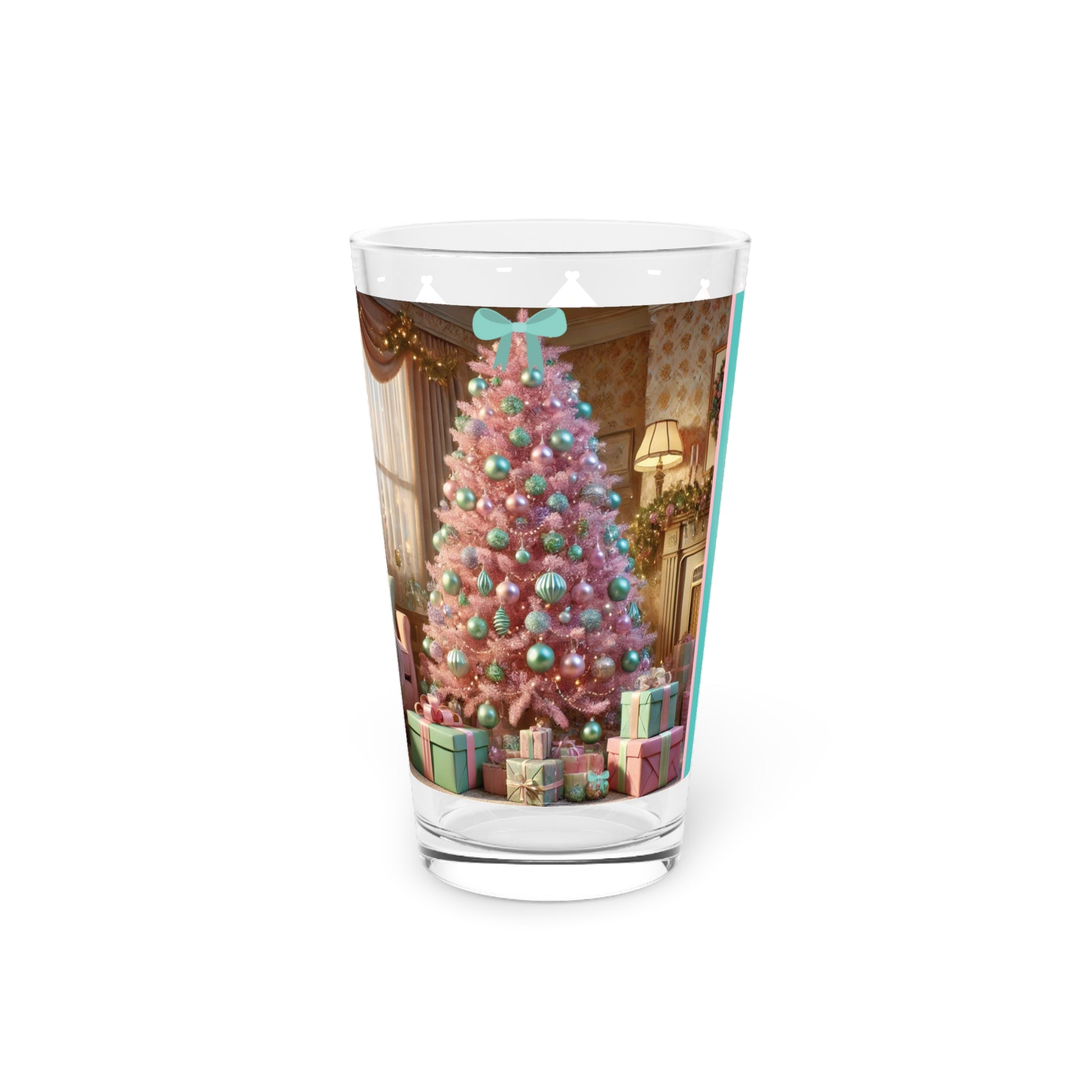 Pink Best Christmas Theme 16oz Pint Glass Festive Holiday Design, Perfect for Seasonal Drinks, Cheerful Decor, Ideal Gift for Christmas Celebrations and PartiesElegance Durable, High-Quality Glassware Perfect for Parties - MRSBYVALLE