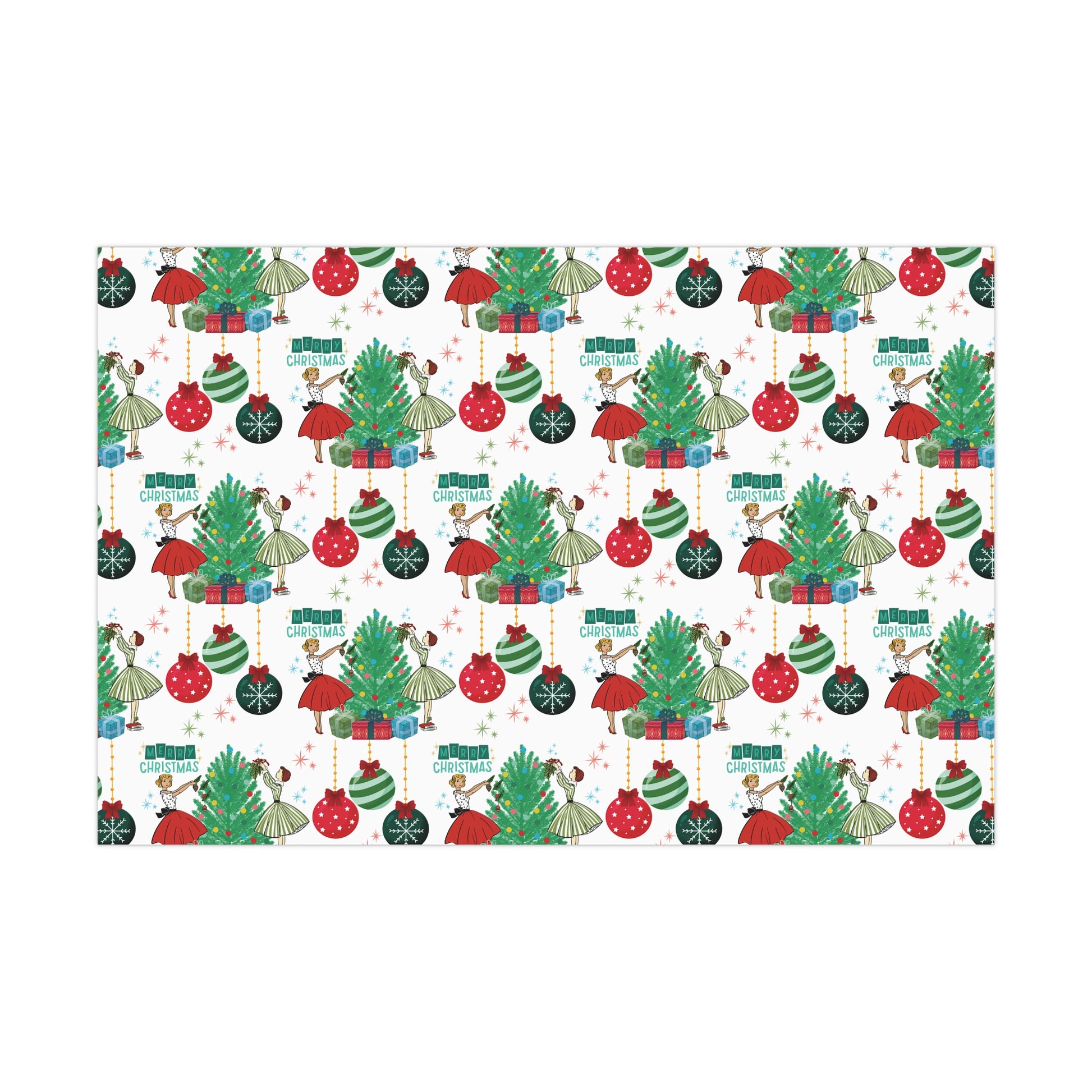Retro Glam Christmas Wrapping Paper  50s Holiday Gift Wrap, Festive Fun Design for Stylish Presents, 3 Size Options Available Gift Mom