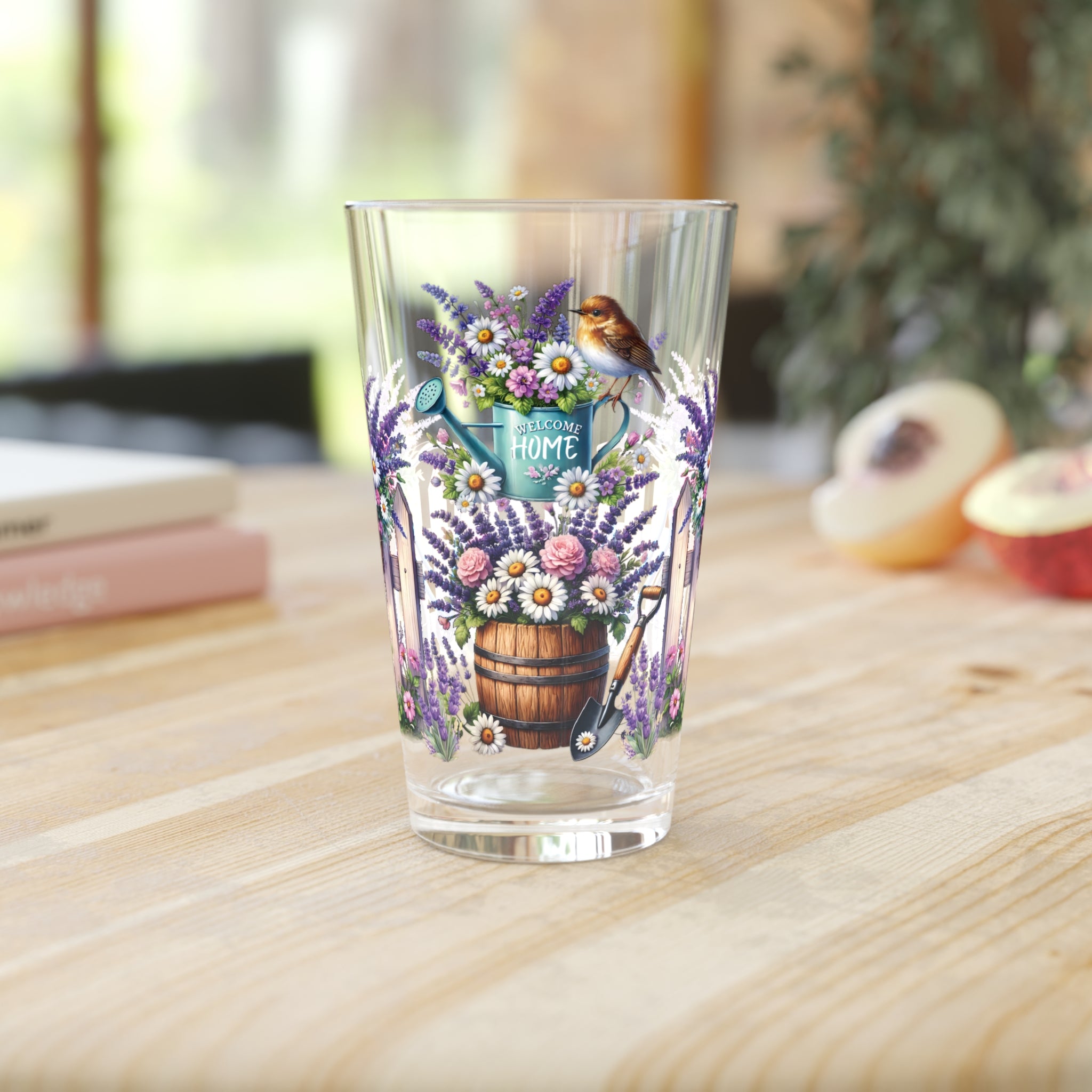 Floral Lavender 16oz Pint Glass – Festive Holiday Drinkware for Celebrations, Parties & Home Entertaining – Perfect Gift for Beer Lovers & Special Occasions