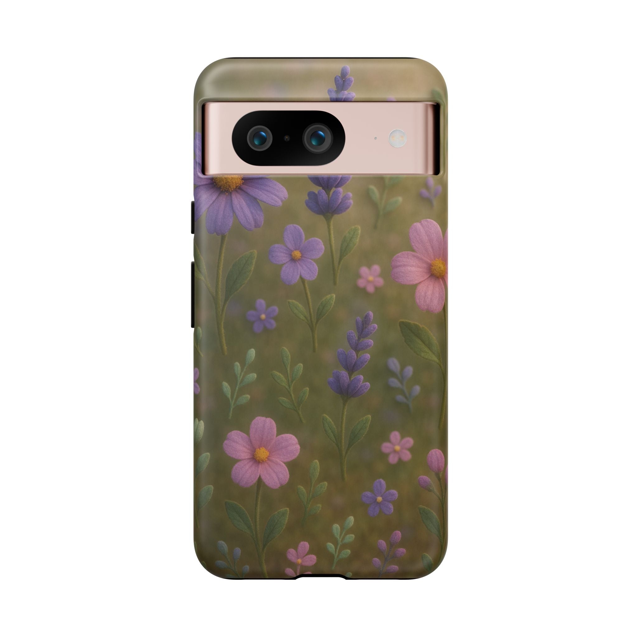 Pastel Flowers 3D Illusion Wildflower Phone Case Cute Pastel Floral Design in Lavender, Pink, Mint Green Aesthetic Protective Case for iPhone and  Android