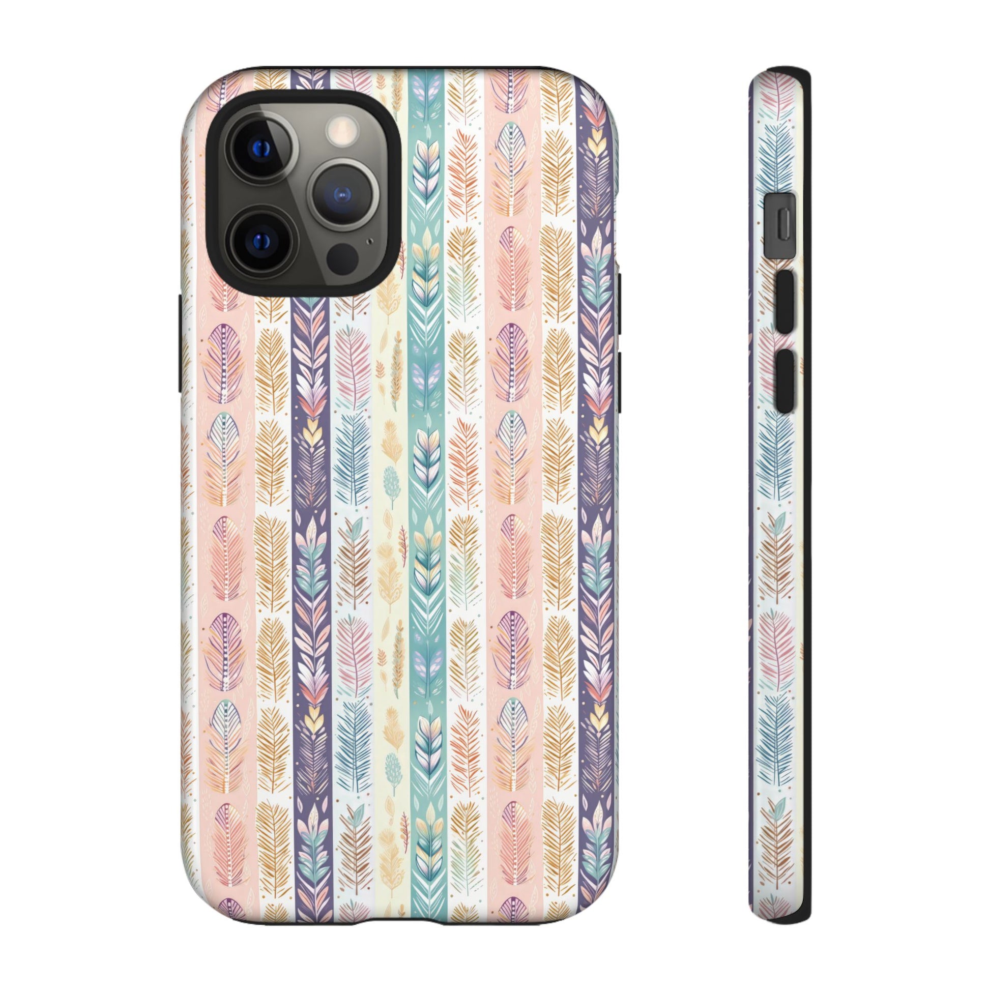 Boho Pastel Feathers Modern Watercolor Abstract Phone Case Compatible with iPhone, Samsung & More - Stylish, Durable Protection with Vibrant Artistic Design Perfect Gift for Her