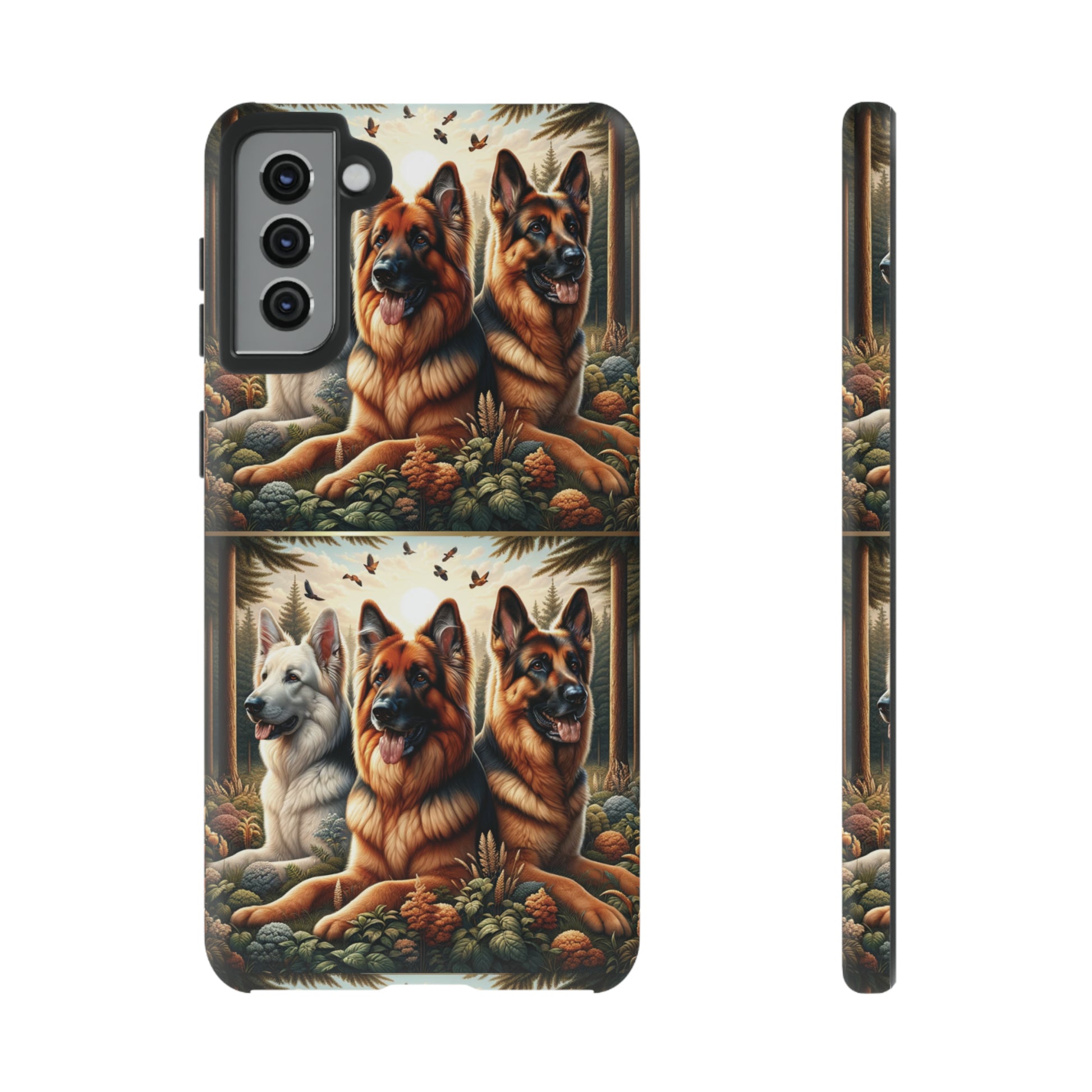German Shepherd Phone Tough Case Floral Elegant Durable Dog Lover Devices iPhone 15, Samsung iPhone Samsung Accessory Gift for Her.