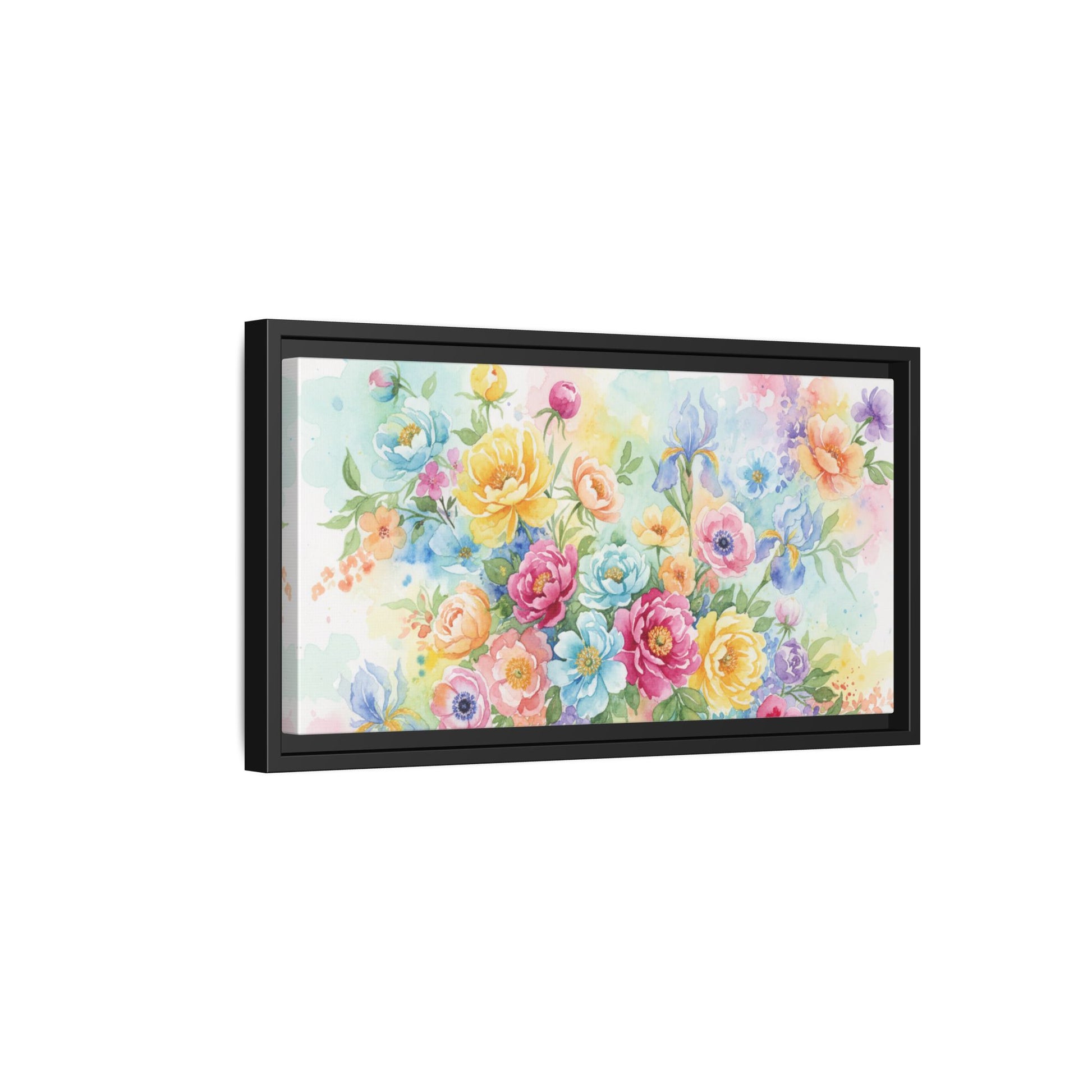 Watercolor Floral Bouquet Canvas, Framed Matte Wall Art | Multi-Color Wall Art