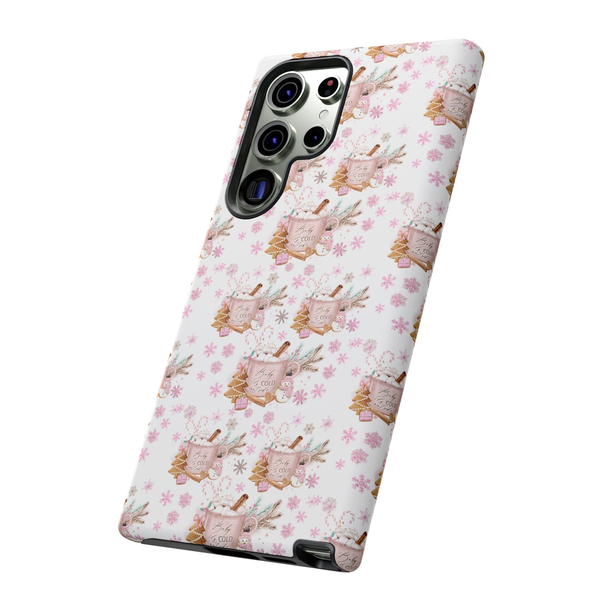 Baby it's Cold Outside Pink and White Phone Case Unique Holiday Protection for Your Device | Stylish & Durable Cover Gift for Her Phone 15, Samsung iPhone Samsung Accessory Gift for Her