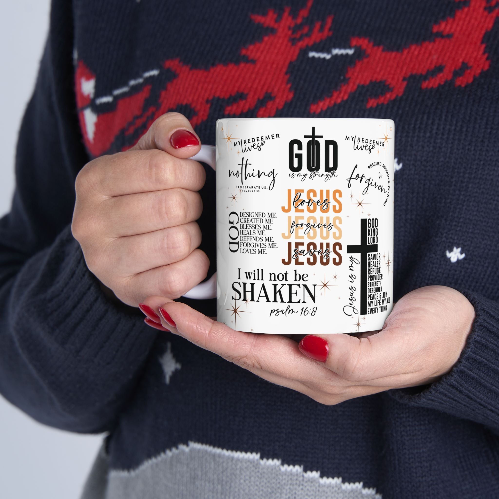 Mug de verset biblique avec citations de Jésus, motif des Écritures sur toute la surface 325ml/444ml, compatible lave-vaisselle et micro-ondes, cadeau chrétien pour les amateurs de café, thé et chocolat chaud, cadeau pour maman