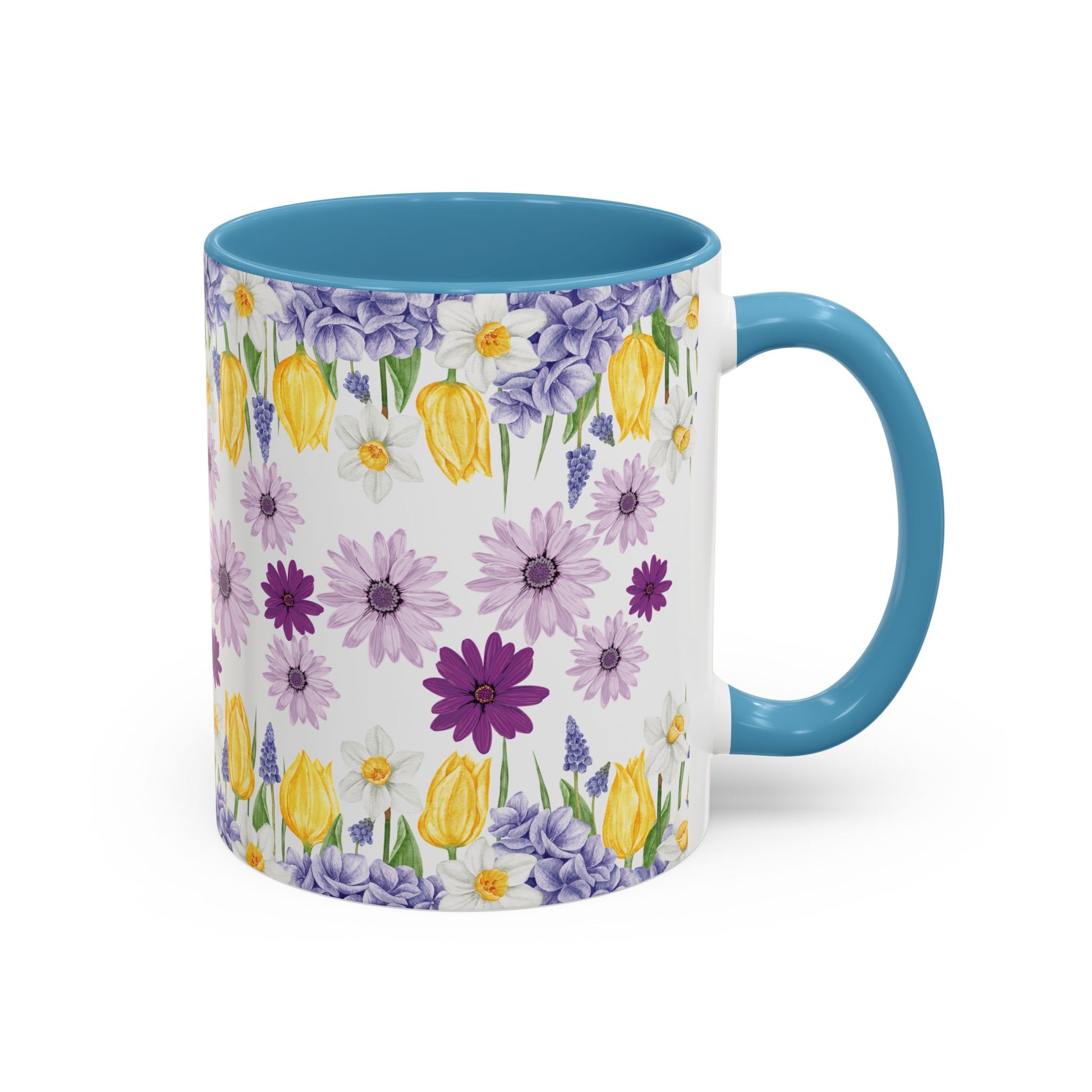 Botanical Floral Mug  Lavender & Yellow Flowers, Ceramic 11oz & 15oz Cup, Ideal Gift for Coffee Lovers, Mother's Day, or Cozy Spring Mornings