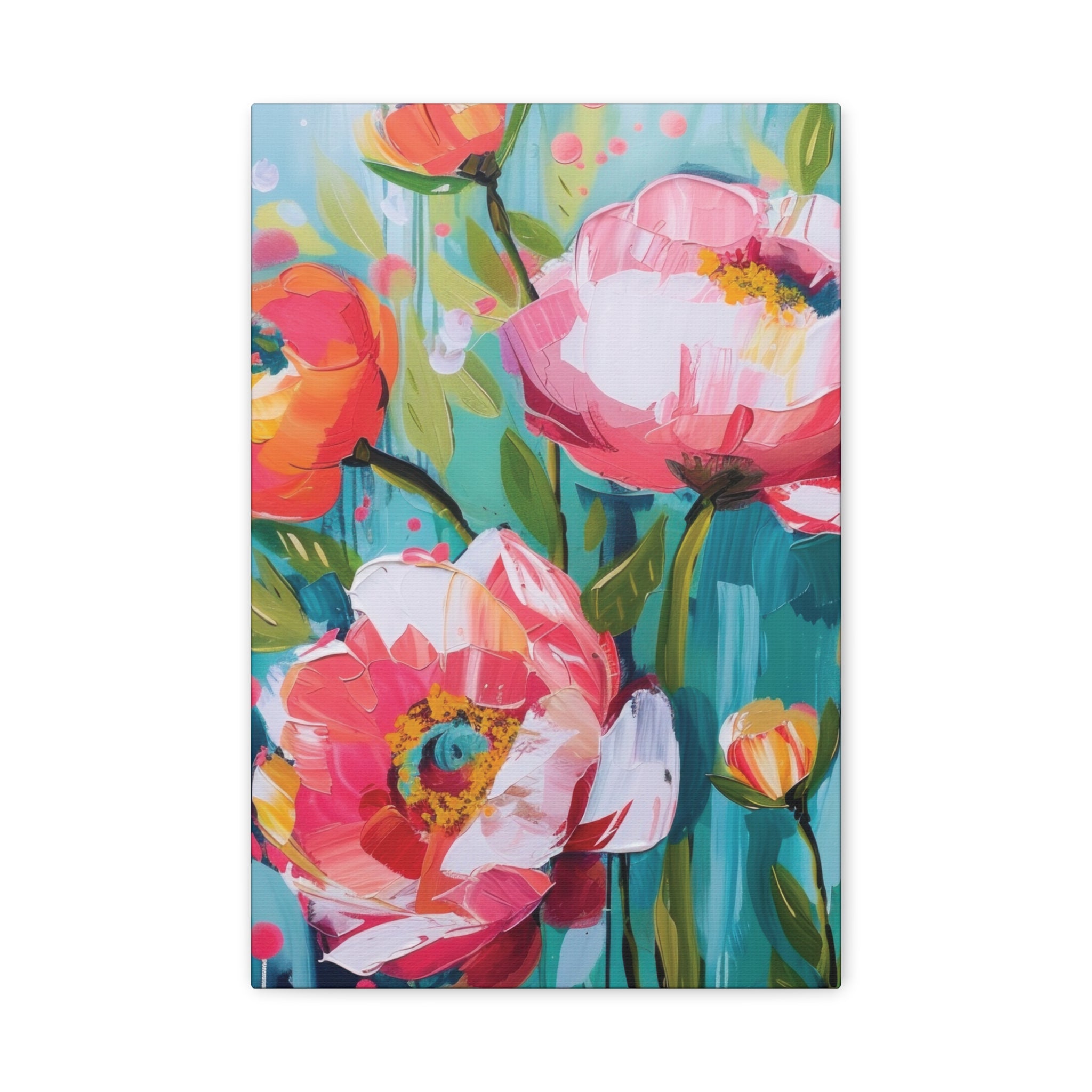 Unique Boho Floral Wall Art Matte Canvas Stretched, Vibrant Botanical Design, Perfect for Living Room, Bedroom, or Office Decor, Adds a Stylish Touch to Any Space - MRSBYVALLE