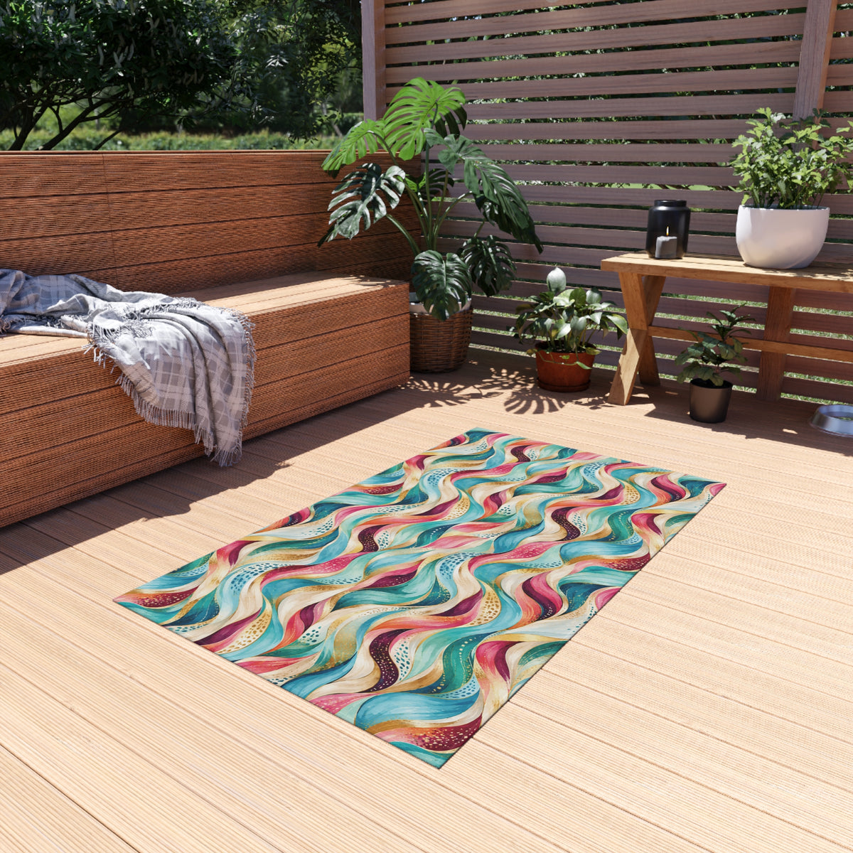 Abstract Wave Outdoor Patio Rug