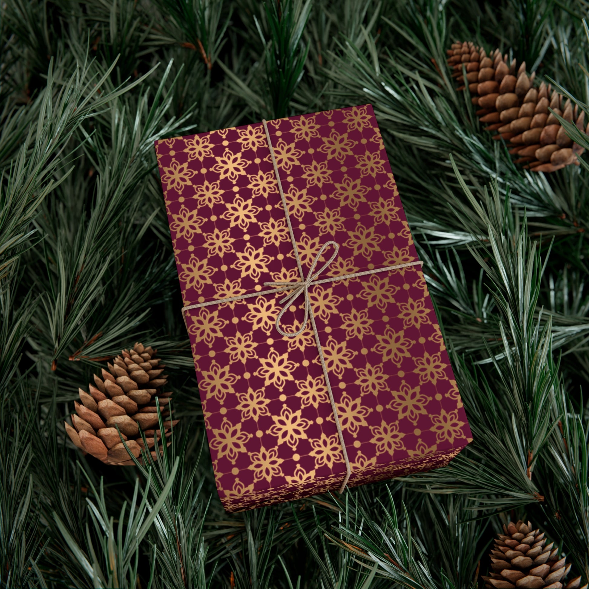 Elegant Luxuries Burgundy Wrapping Paper with Gold Accents Perfect for Christmas Gifts, Weddings, & Special Occasions Premium Quality Gift Wrap for Luxurious Presentation - MRSBYVALLE