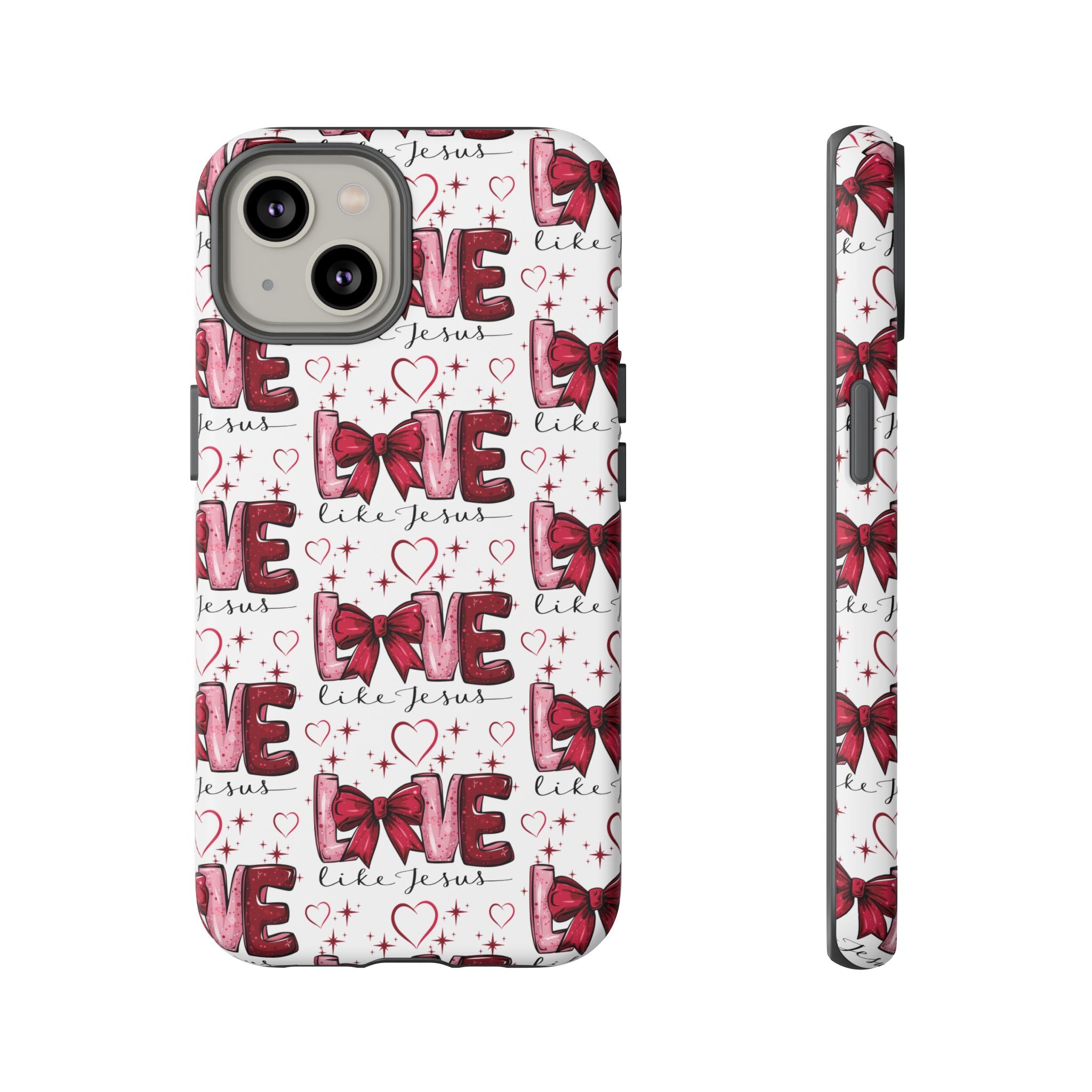 Love Like Jesus Red Bows and Hearts—Tough, Faithful Phone Cases & Religious iPhone Accessories: Protect Your Device & Show Your Faith