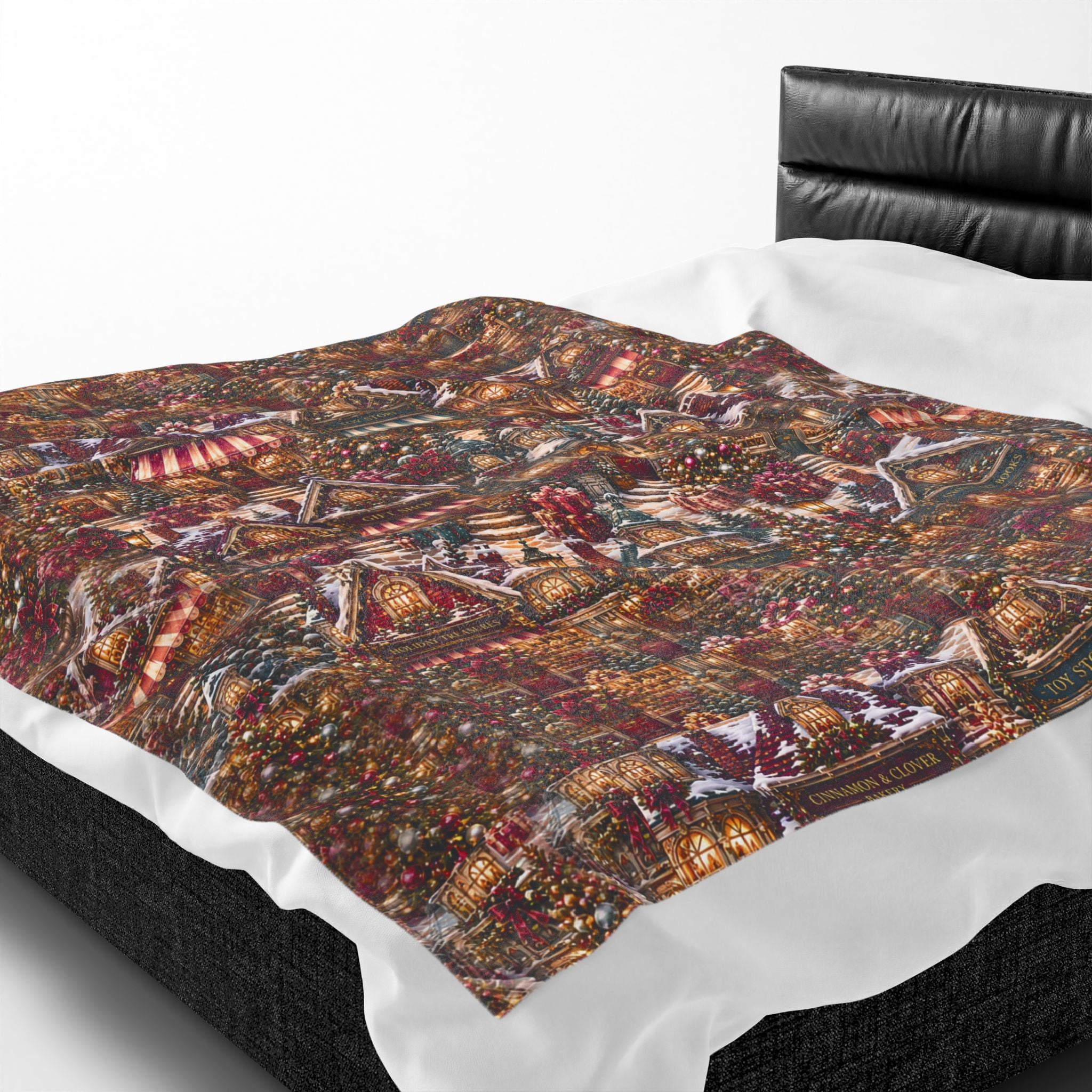 Cozy Christmas Village Velveteen Plush Blanket — Festive Holiday Cottage Throw Perfect Gift